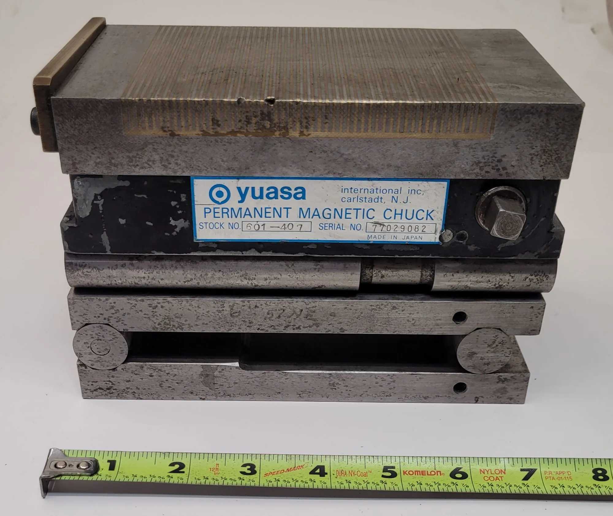 YUASA 601-407 PERMANENT MAGNETIC CHUCK (4"W X 7"L X 5"H) - MACHINE TOOLING