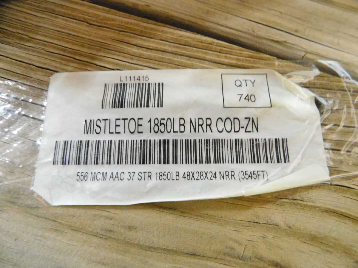 MISTLETOE BARE OVERHEAD TRANSMISSION CABLE, AAC, 19 CONDUCTORS, 556 MCM AREA, 740 FT LENGTH - ELECTRICAL WIRE