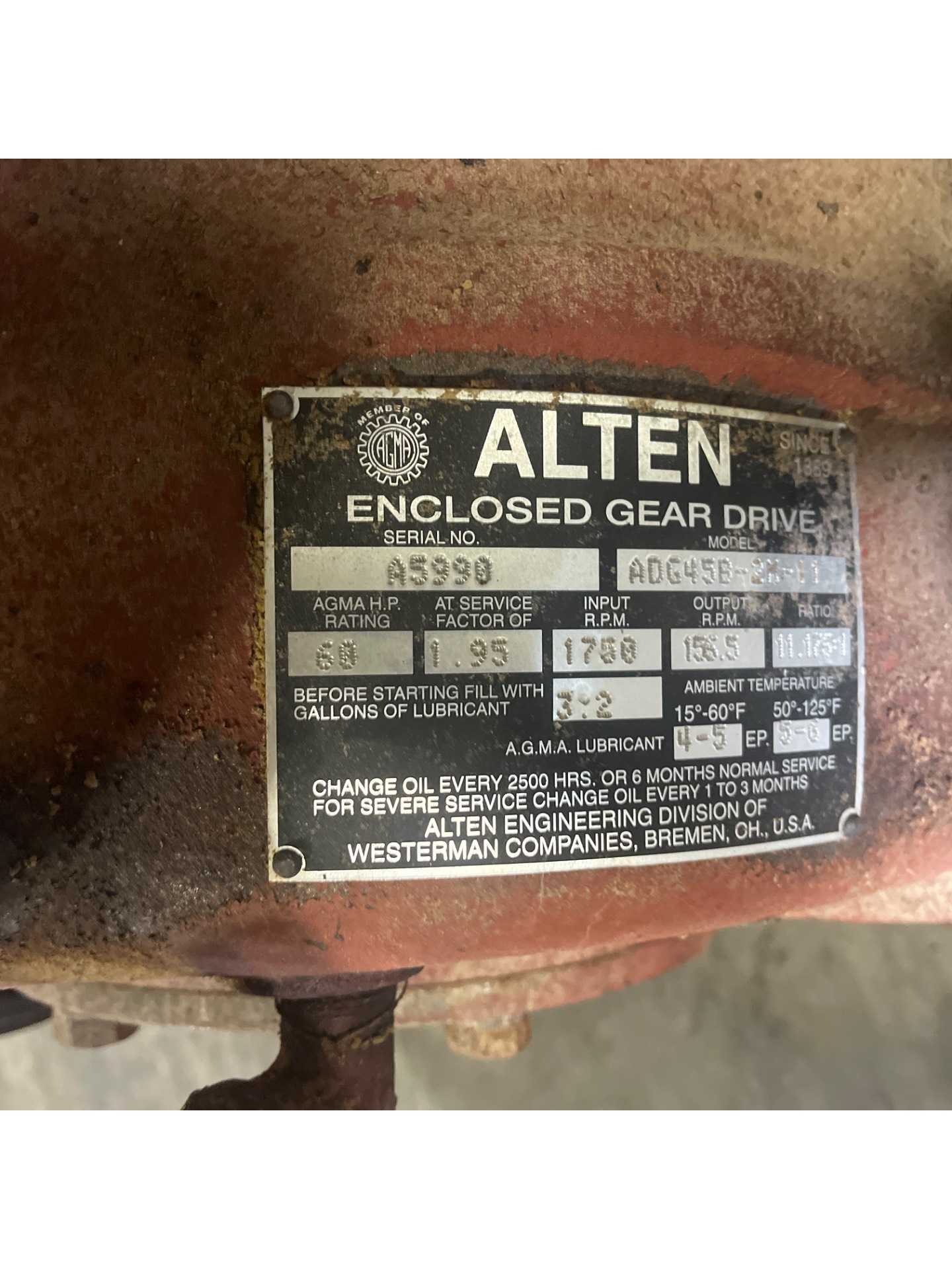 ALTEN ADG45B-2M-11 ENCLOSED GEAR DRIVE - ENCLOSED GEAR DRIVE