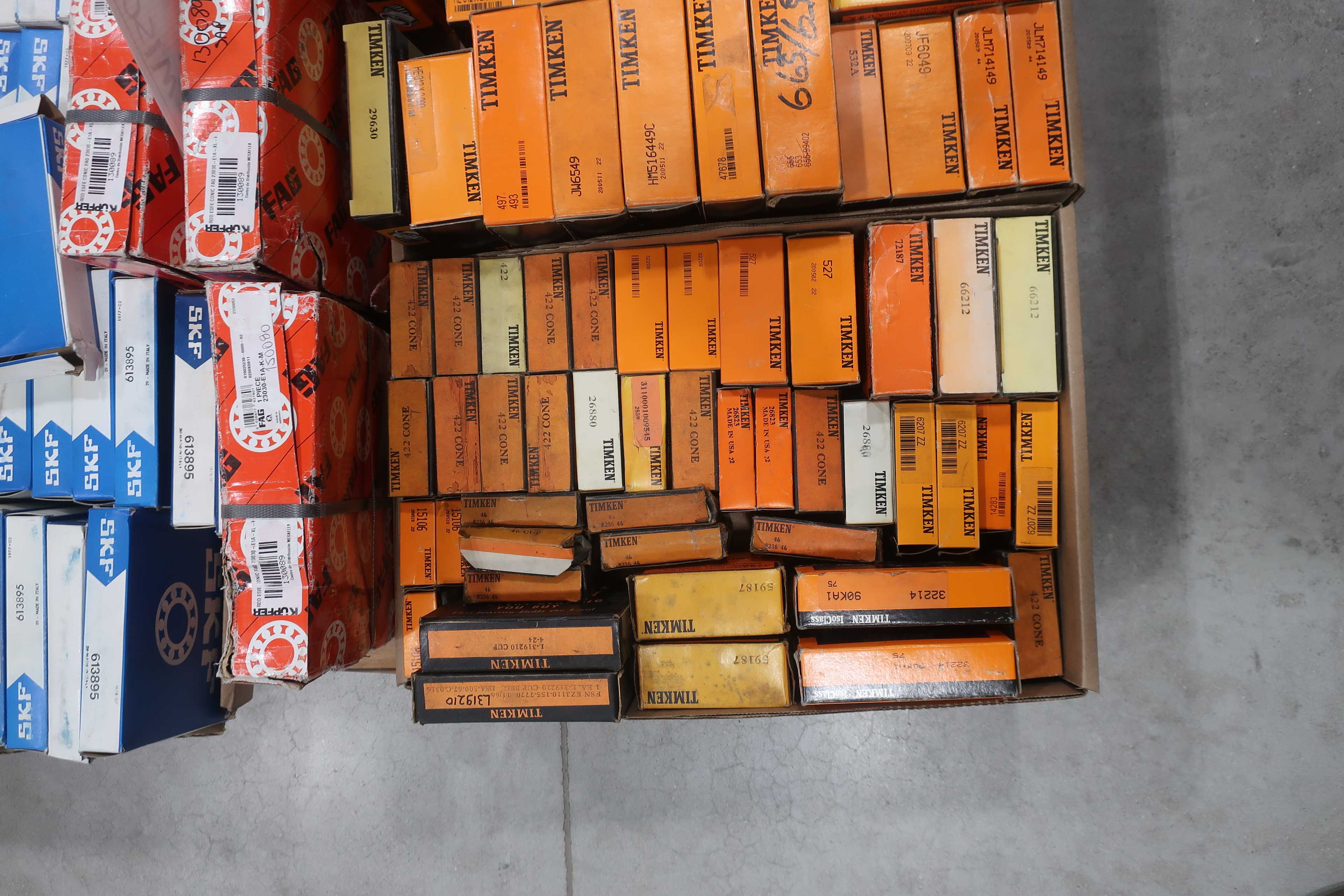 SKU 1738383 - PALLET OF ASSORTED ROLLER BEARINGS, SKF, FAG, TIMKEN, NSK, MB, IRB - BEARINGS