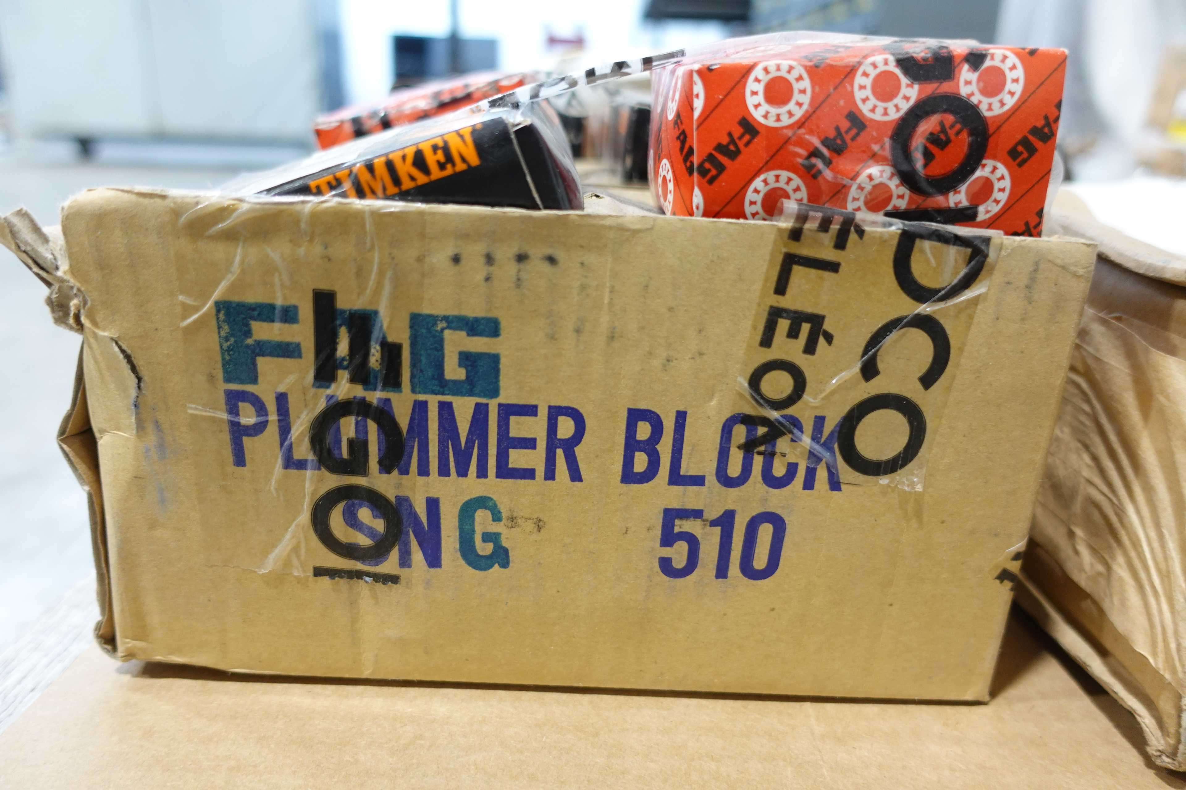 PALLET OF ASSORTED PILLOW BLOCK BEARINGS AND BEARING HOUSINGS, DODGE, FAG, RHP, MOLINE - PILLOW BLOCK BEARING
