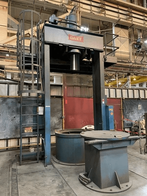 DAKE 200 TON H-FRAME TRAVELING-HEAD HYDRAULIC STRAIGHTENING PRESS, 40" STROKE - HYDRAULIC PRESSES