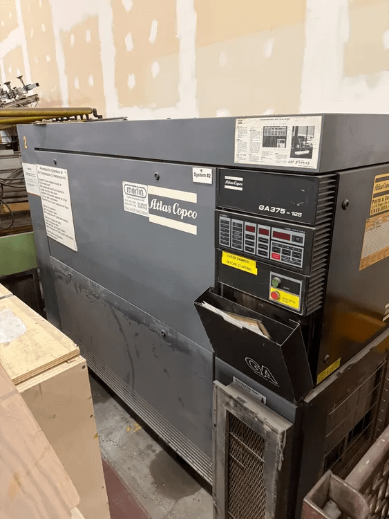 ATLAS COPCO GA375-125 ROTARY SCREW COMPRESSOR 100HP 460V 60HZ 3PH 108 PSI 210 L/S 1500 R/MIN - STATIONARY AIR COMPRESSOR