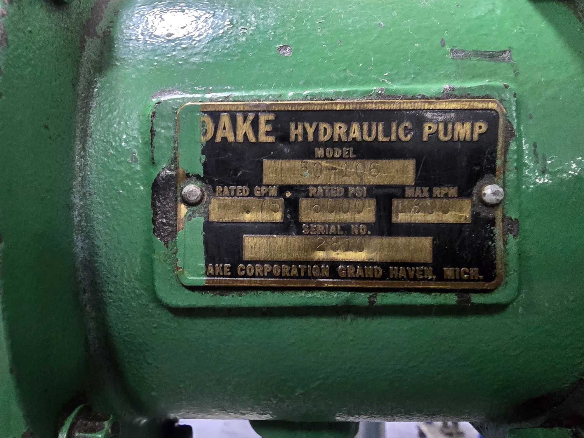 DAKE 908075 H-FRAME PRESS - 75T PRESS, 28T PULL, 2 HP, 440V, 10-IN STROKE, 5 IPM - HYDRAULIC PRESSES