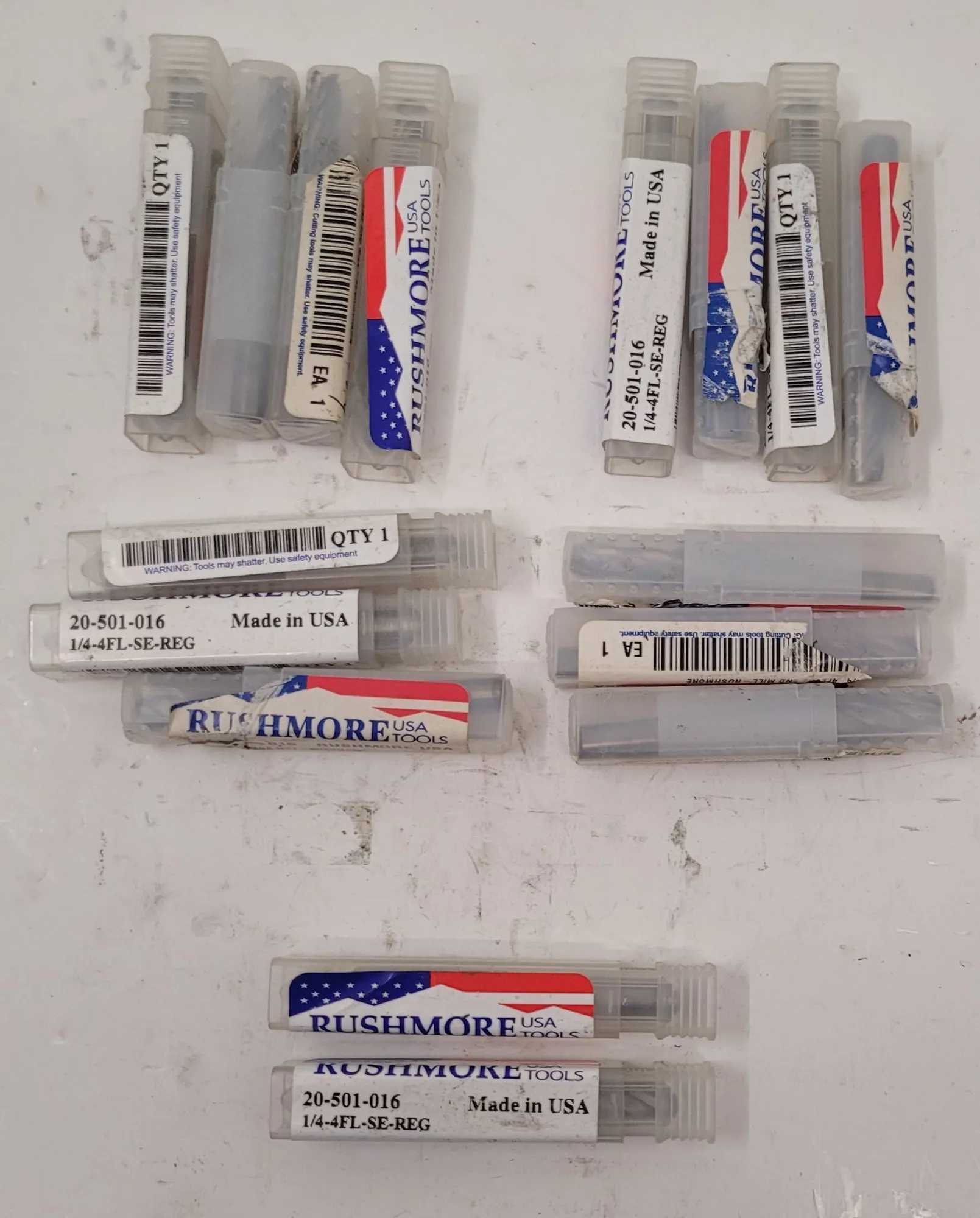RUSHMORE TOOLS 20-501-016 END MILL SET (16PCS) 1/4" DIA, 4 FLUTE, 2.5" OAL - MACHINE TOOLING