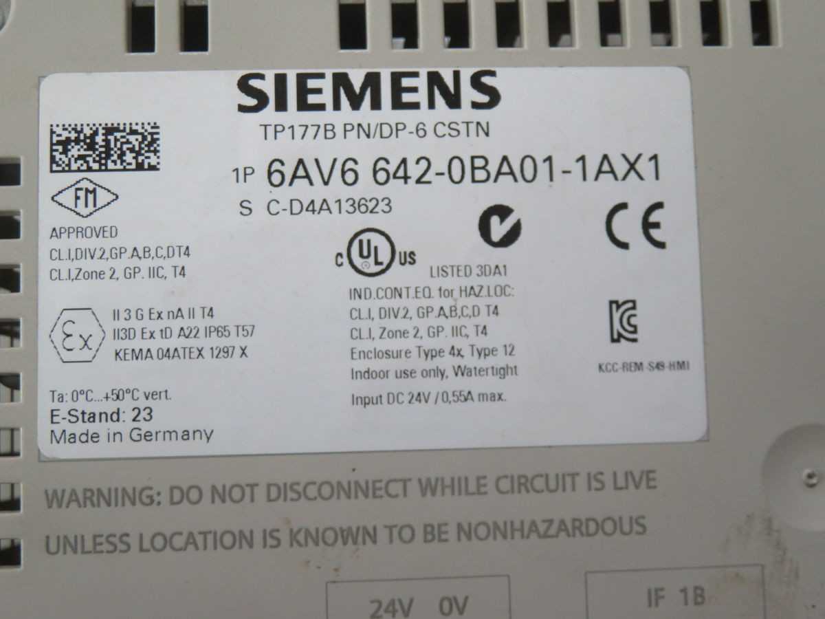 Siemens 6AV6 642-0BA01-1AX1 Operator Interface Display T264474 - HMIS & DISPLAYS