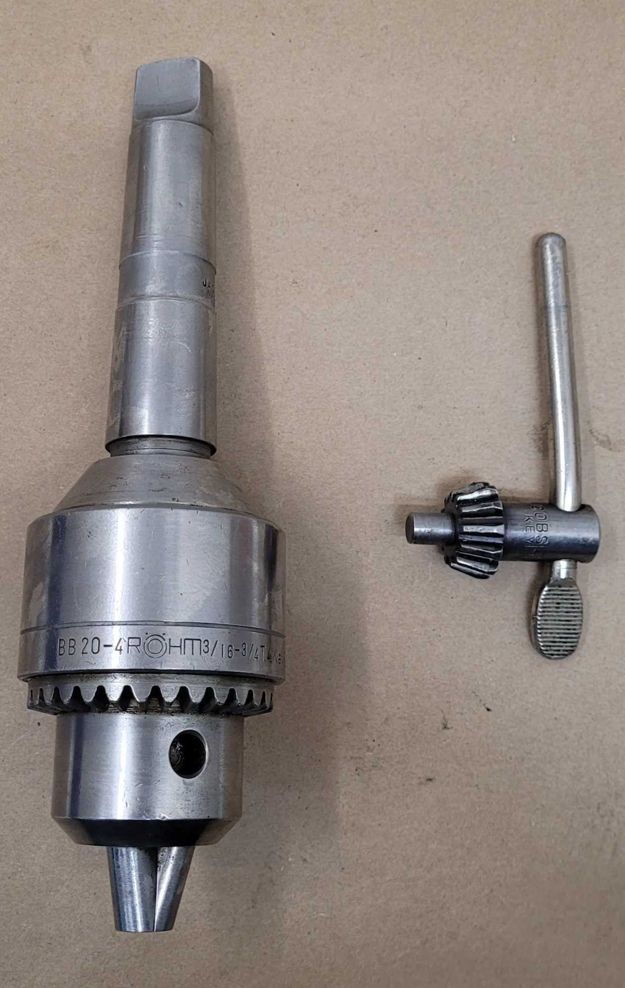 ROHITI BB20-4 DRILL CHUCK W/ JACOBS ARBOR AO404, 3/16-3/4” CAPACITY, MORSE TAPER 4 - MACHINE TOOLING