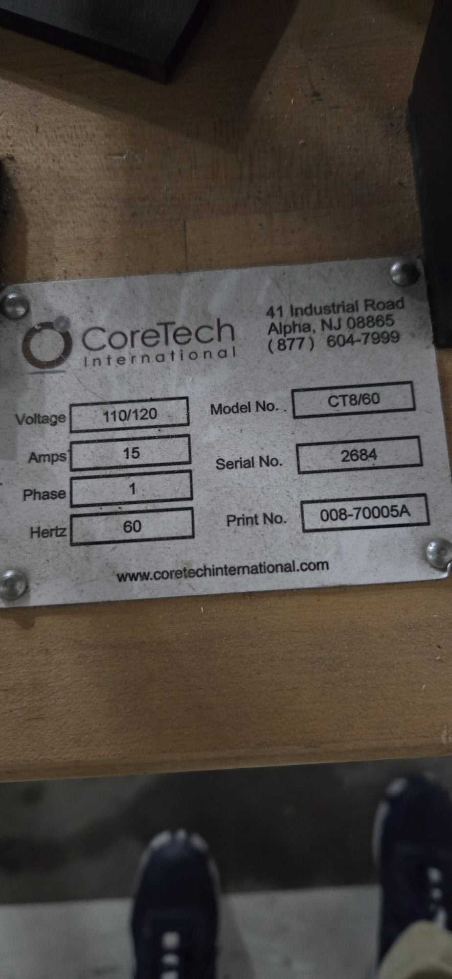 2016 CORETECH CT8/60 CORE CUTTER - SHOP EQUIPMENT