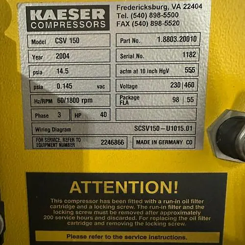 2004 KAESER CSV 150 VACUUM PUMP - undefined