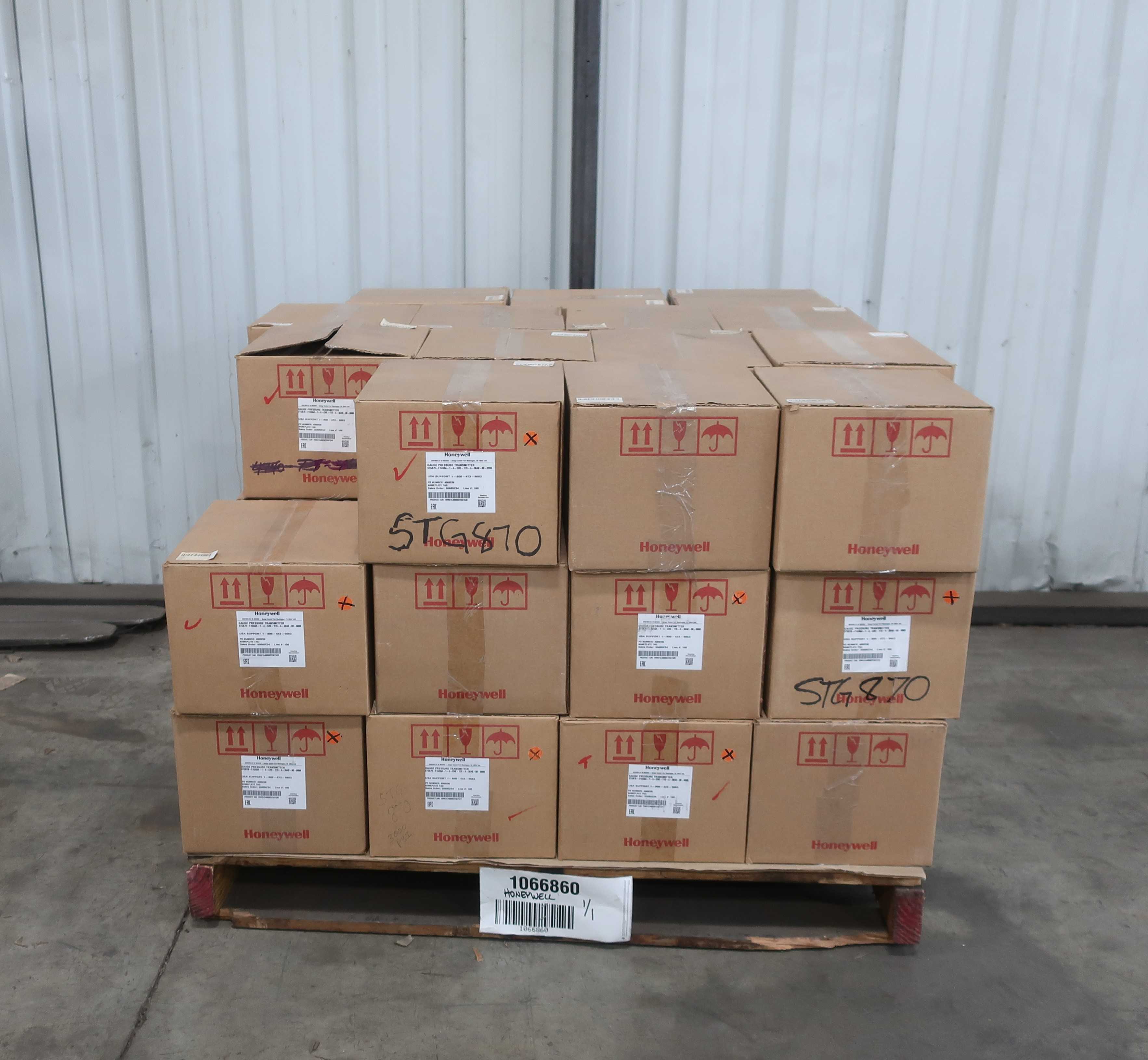 PALLET OF HONEYWELL STG870-E1GS6A-1-A-CHE-11S-A-30A0-00-0000 TRANSMITTERS - PRESSURE TRANSMITTER