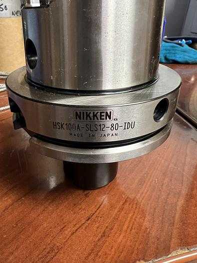 NIKKEN HSK100A-SLS12-80-IDU END MILL HOLDER, 12MM, HSK100A, 80MM, AT3 ACCURACY, CNC MACHINING - TOOLHOLDING