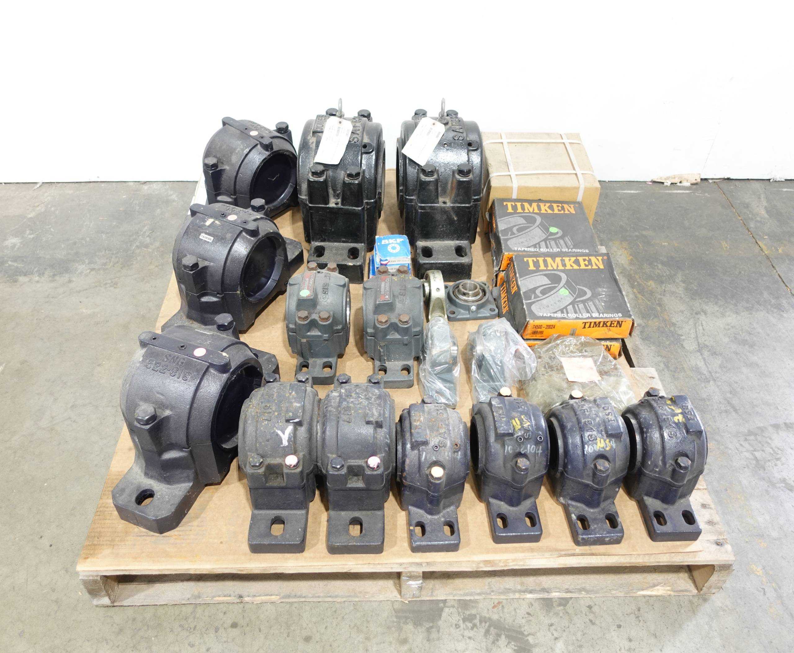 PALLET OF ASSORTED BEARINGS AND BEARING HOUSINGS - BEARINGS