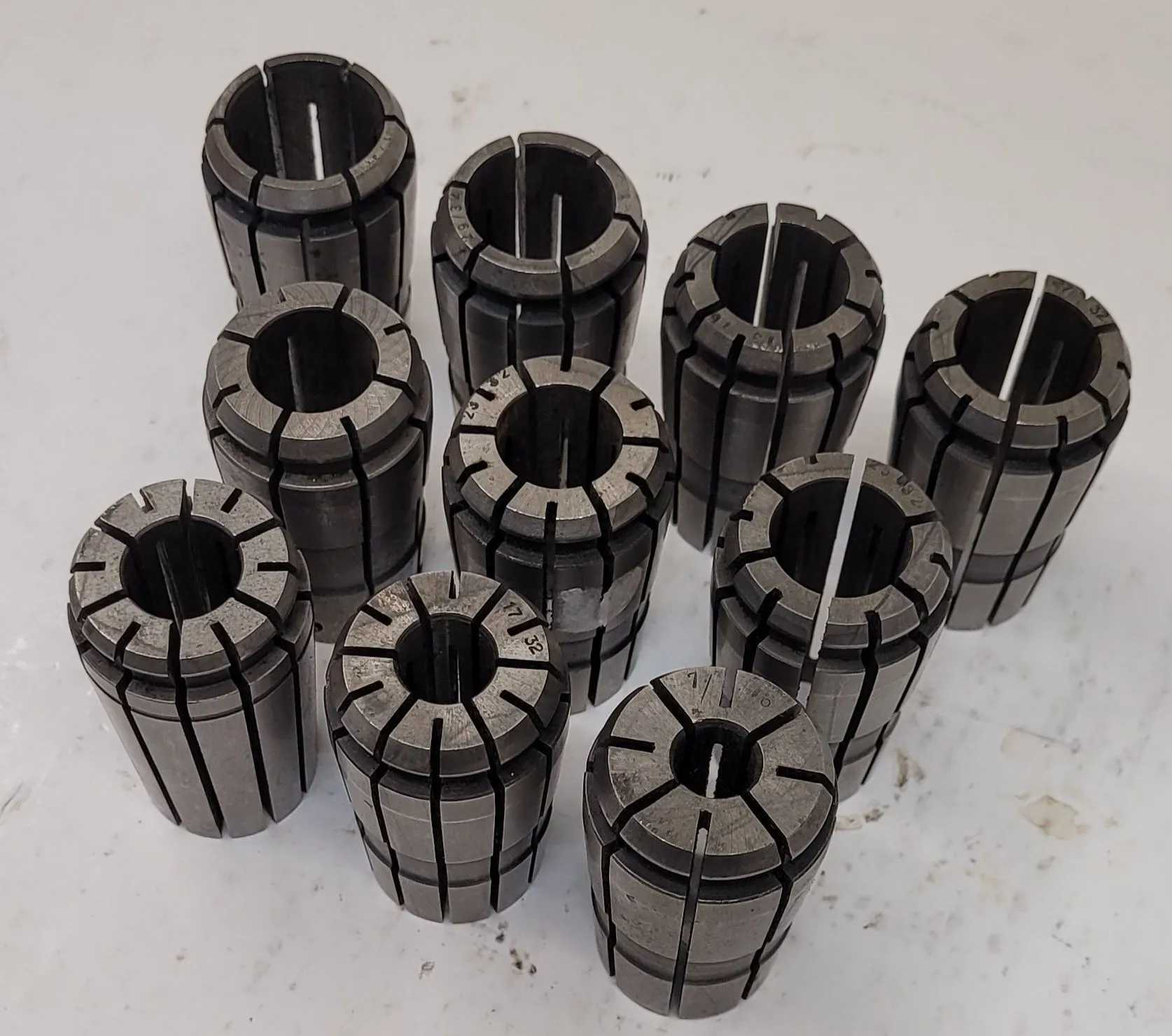 ERICKSON COLLETS - SET OF 10, VARIOUS SIZES (7/16" TO 31/32") - MACHINE TOOLING