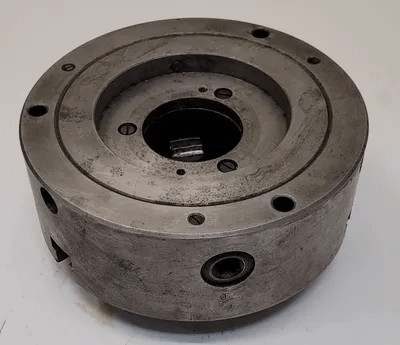 BISON 8" 3 JAW ADJUSTABLE CHUCK, CENTER HOLE ID 2-1/2", OD 4-5/8" - MACHINE TOOLING