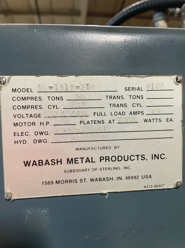 WABASH 50-1818-2TM HYDRAULIC PRESS - undefined