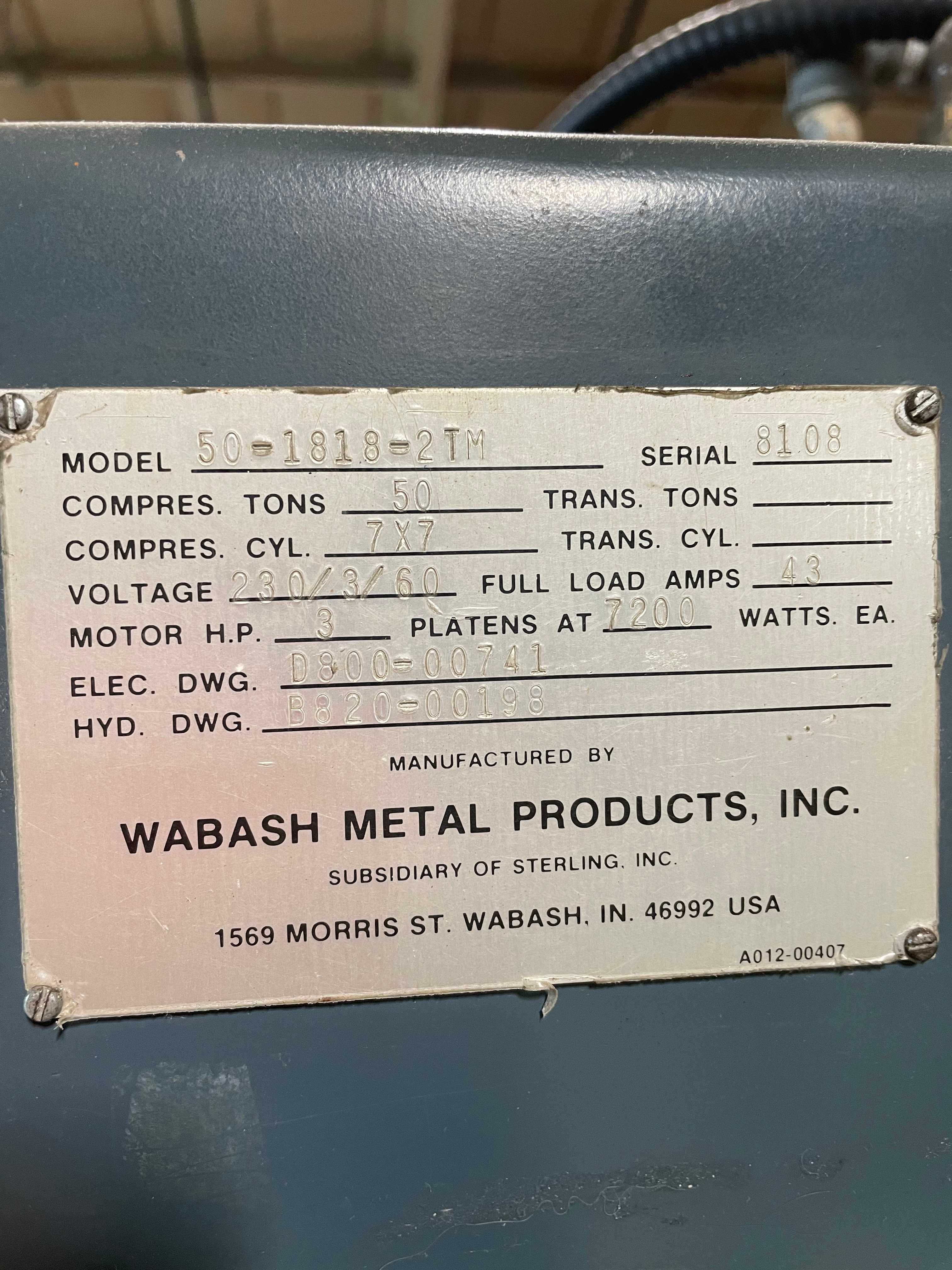 WABASH 50-1818-2TM HYDRAULIC PRESS - PRESSES