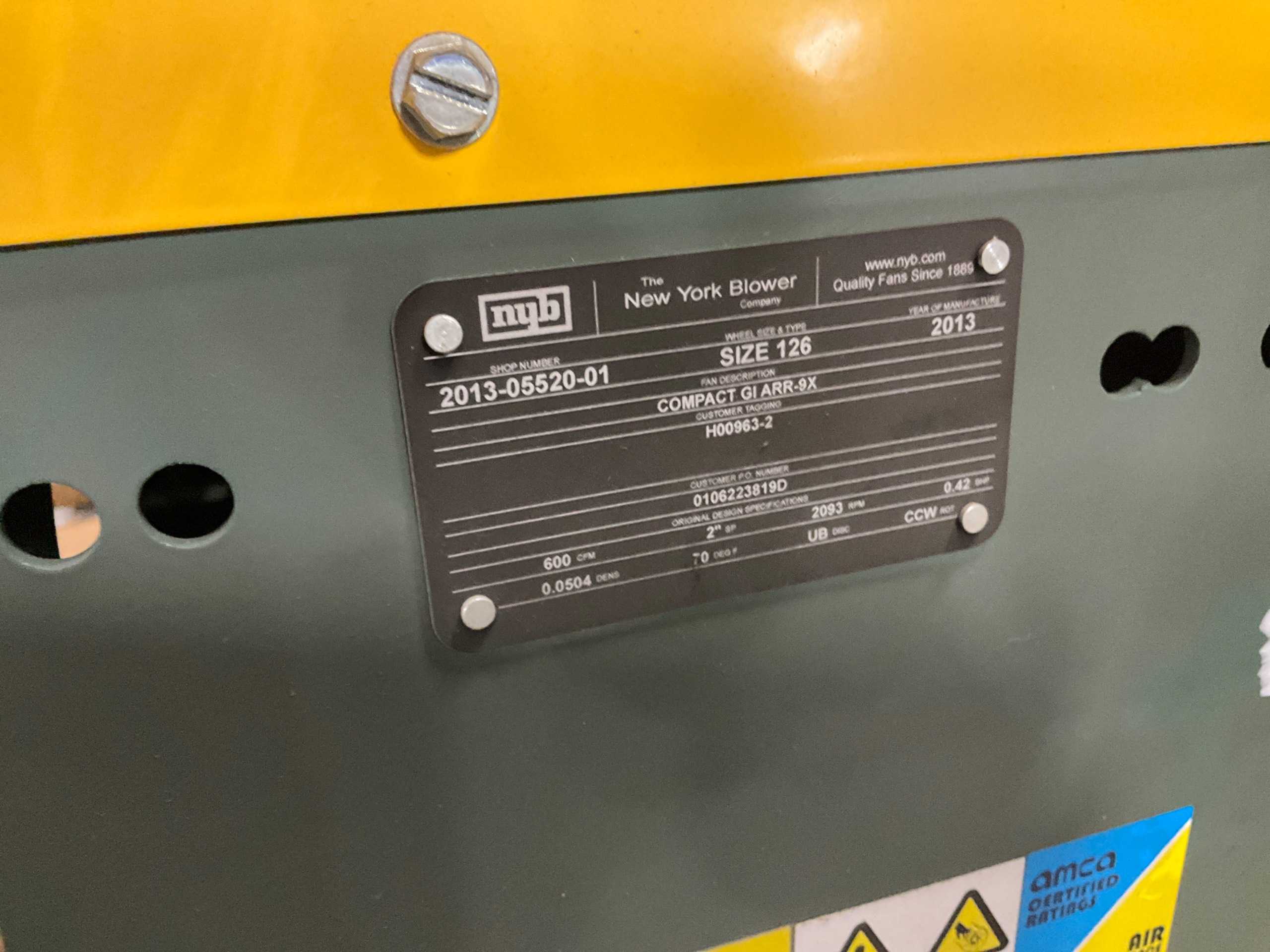 2013 NEW YORK BLOWER COMPACT GI ARR-9X CENTRIFUGAL BLOWER - CENTRIFUGAL BLOWER