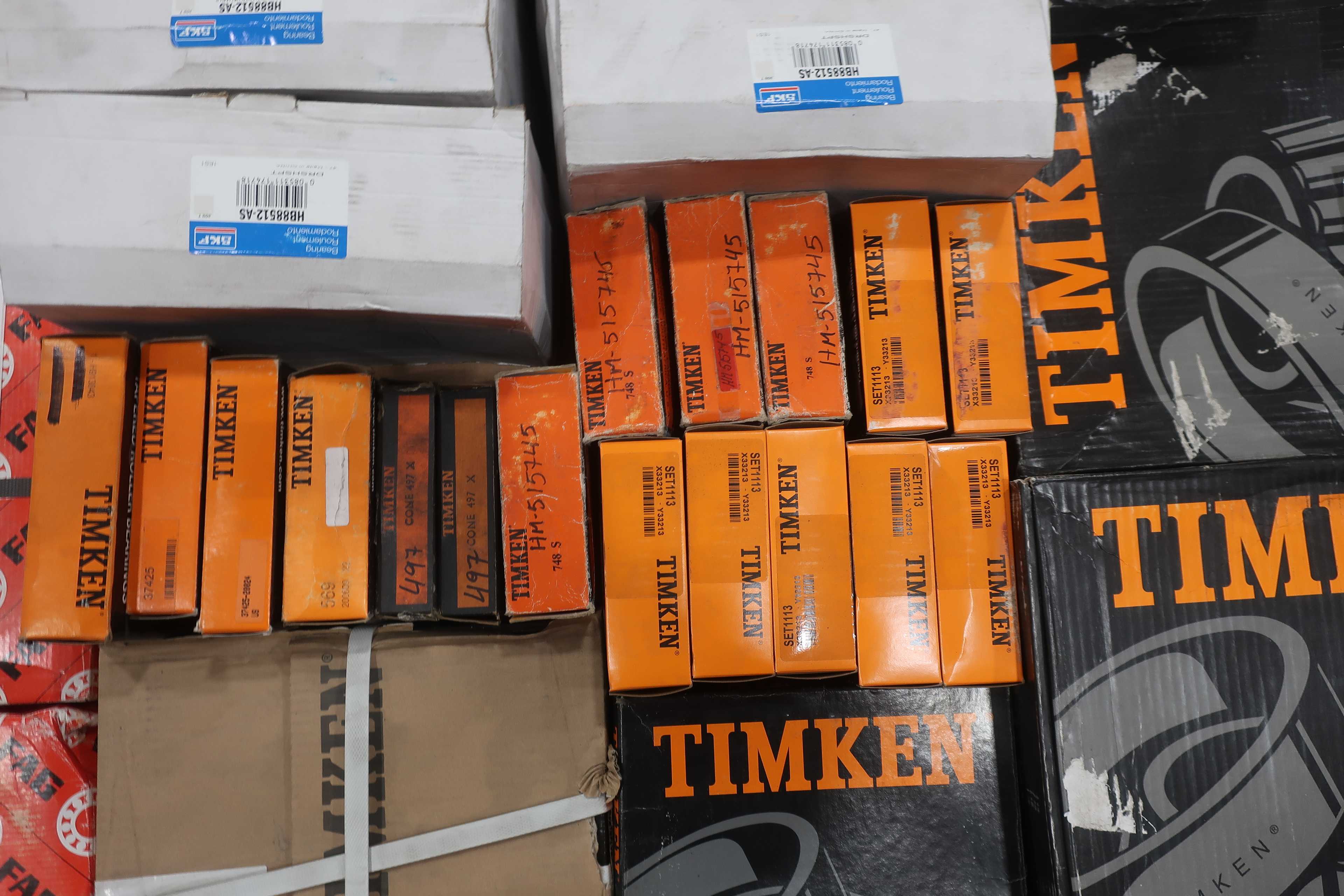 SKU 1738340 - PALLET OF ASSORTED BEARINGS, TIMKEN, INA, SKF, FAG - BEARINGS