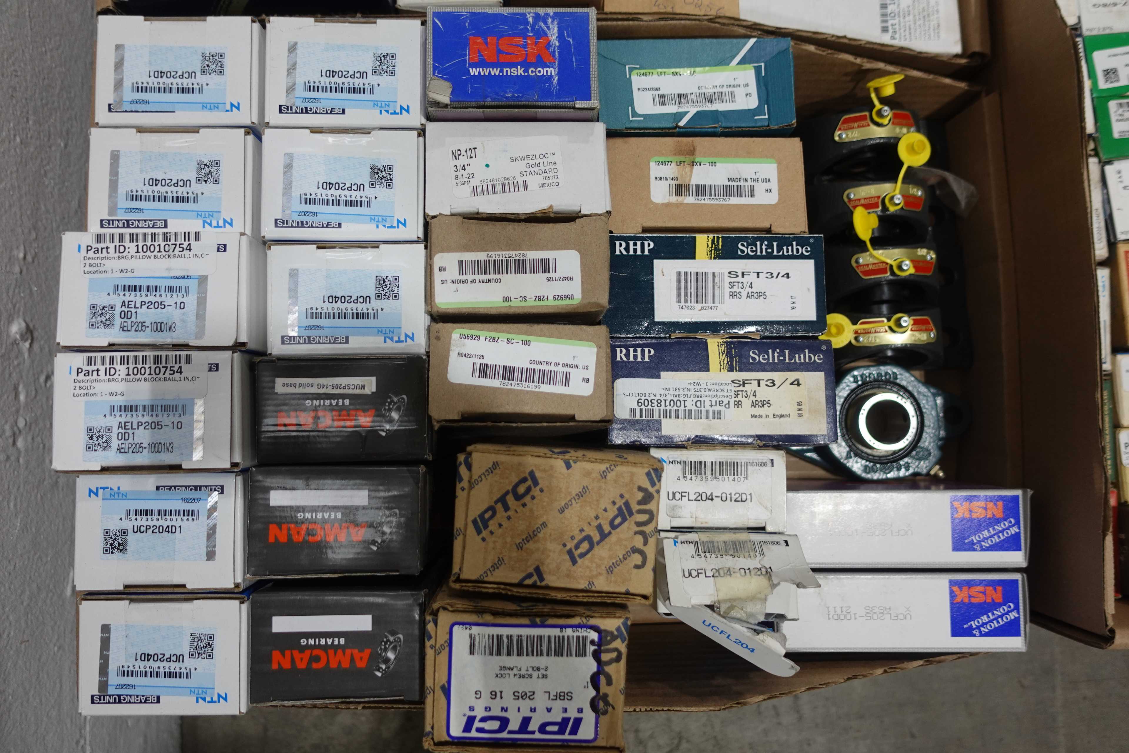 SKU 1748125 - PALLET OF ASSORTED BEARINGS, ROLLER, PILLOW BLOCK, INSERT, NEEDLE - BEARINGS