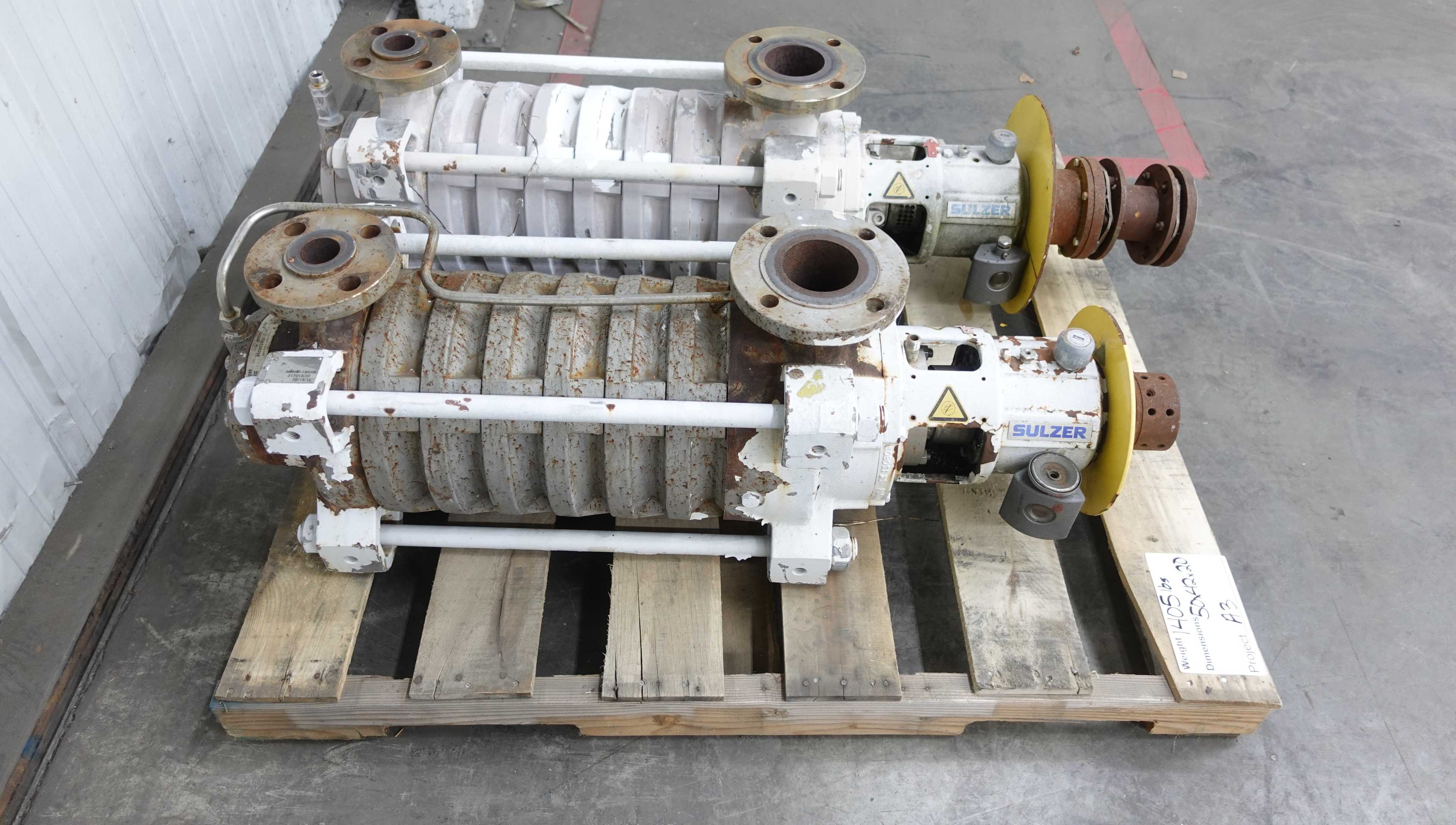 LOT OF 2 SULZER MBM40-180/08 MULTI-STAGE PUMPS, 200 GPM, 3550 RPM - MULTI-STAGE PUMP