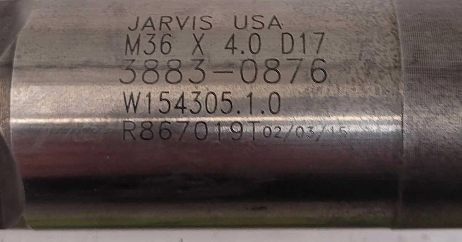 JARVIS USA M36 X 4.0 D17 TAP - 8 FLUTES - OAL 8.25IN - DIA TAP END 1.37IN - MACHINE TOOLING