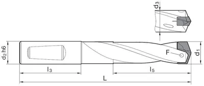 GUHRING 04109-15, 500 INSERT DRILL, DIA. RANGE: 15.50-15.99MM, SHANK DIA.: 16.00MM - MACHINE TOOLING