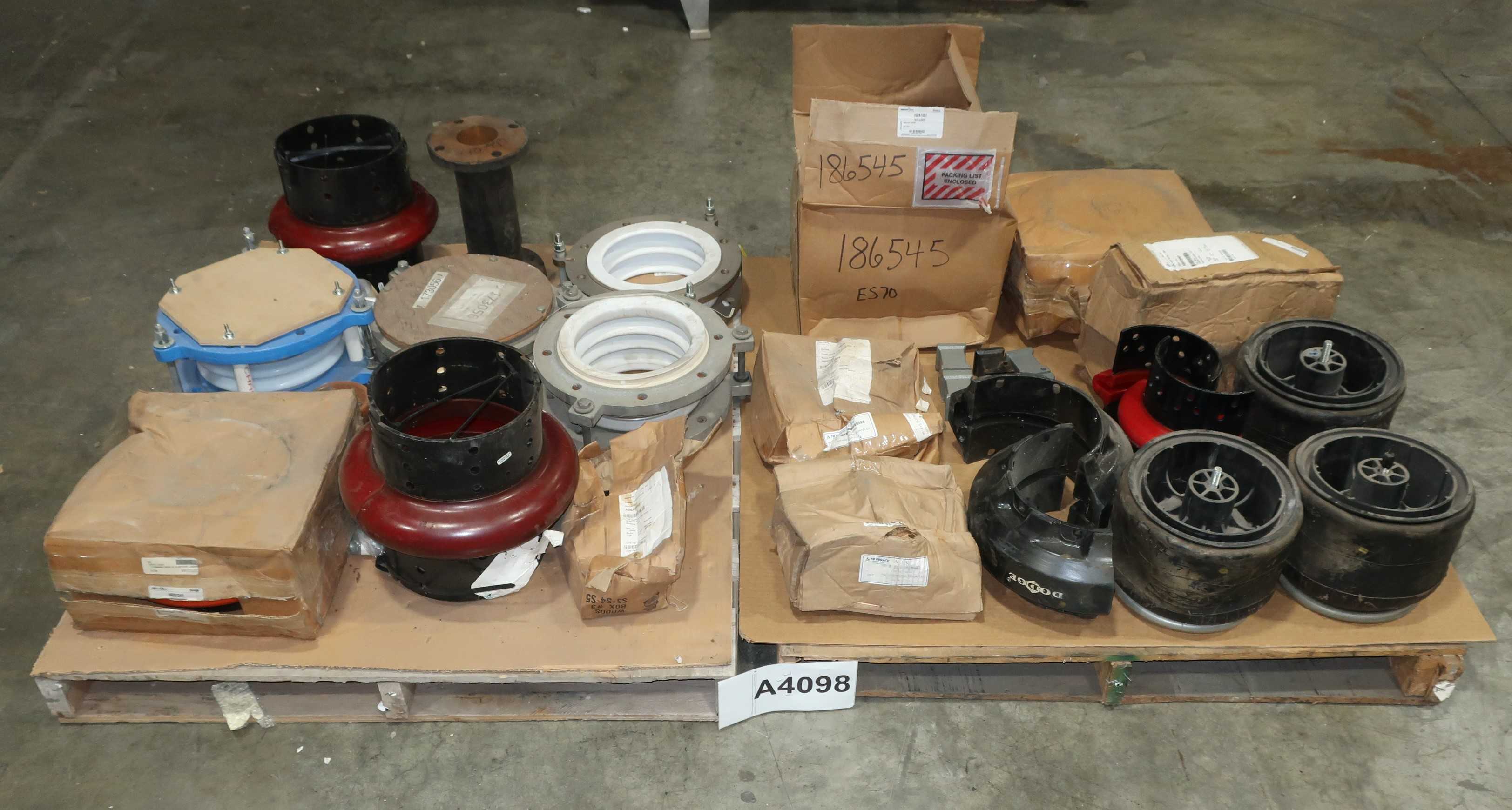 2 PALLETS OF ASSORTED COUPLINGS, EXPANSION JOINTS, REXNORD, TB WOODS, GOULDS - COUPLINGS, JOINTS, & HUBS