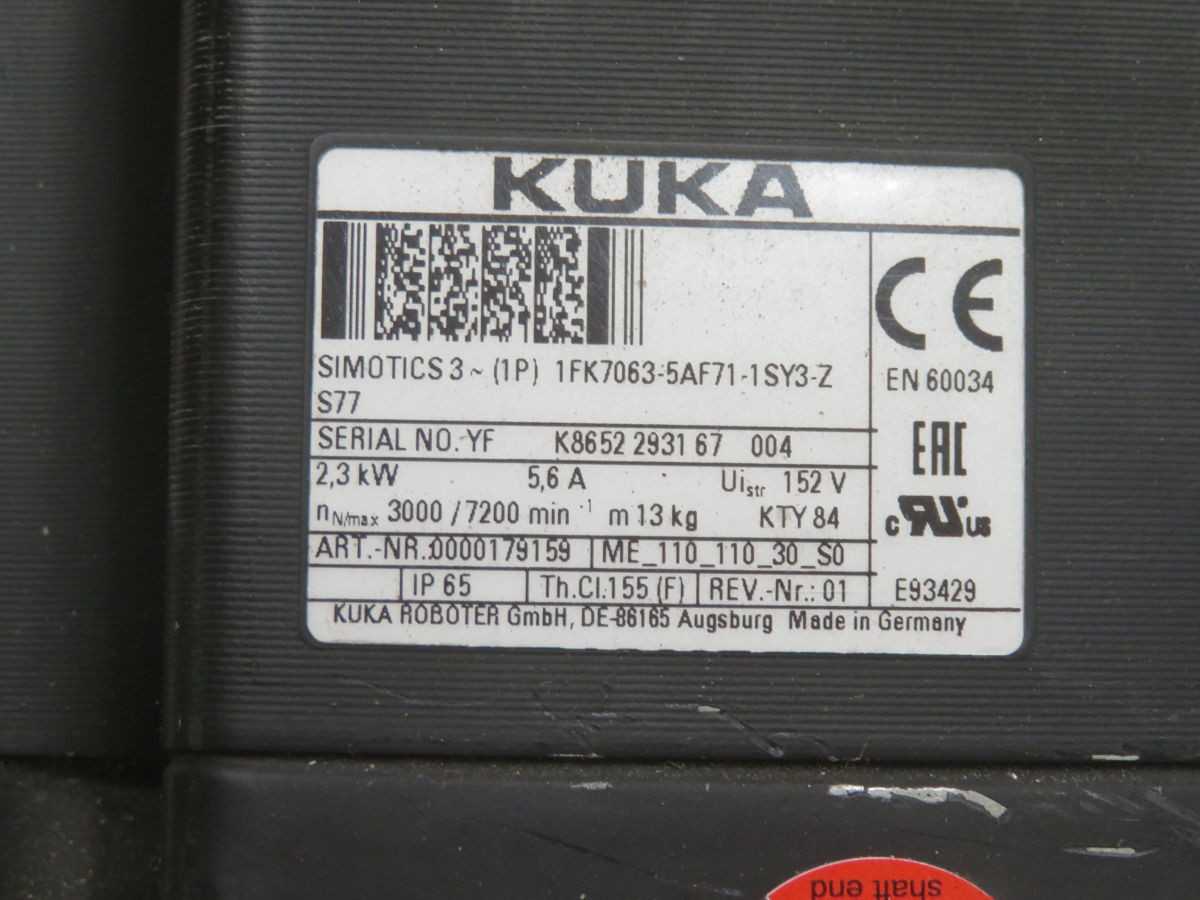 KUKA 1FK7063-5AF71-1SY3-Z S77 SERVO MOTOR T269156 - SERVO