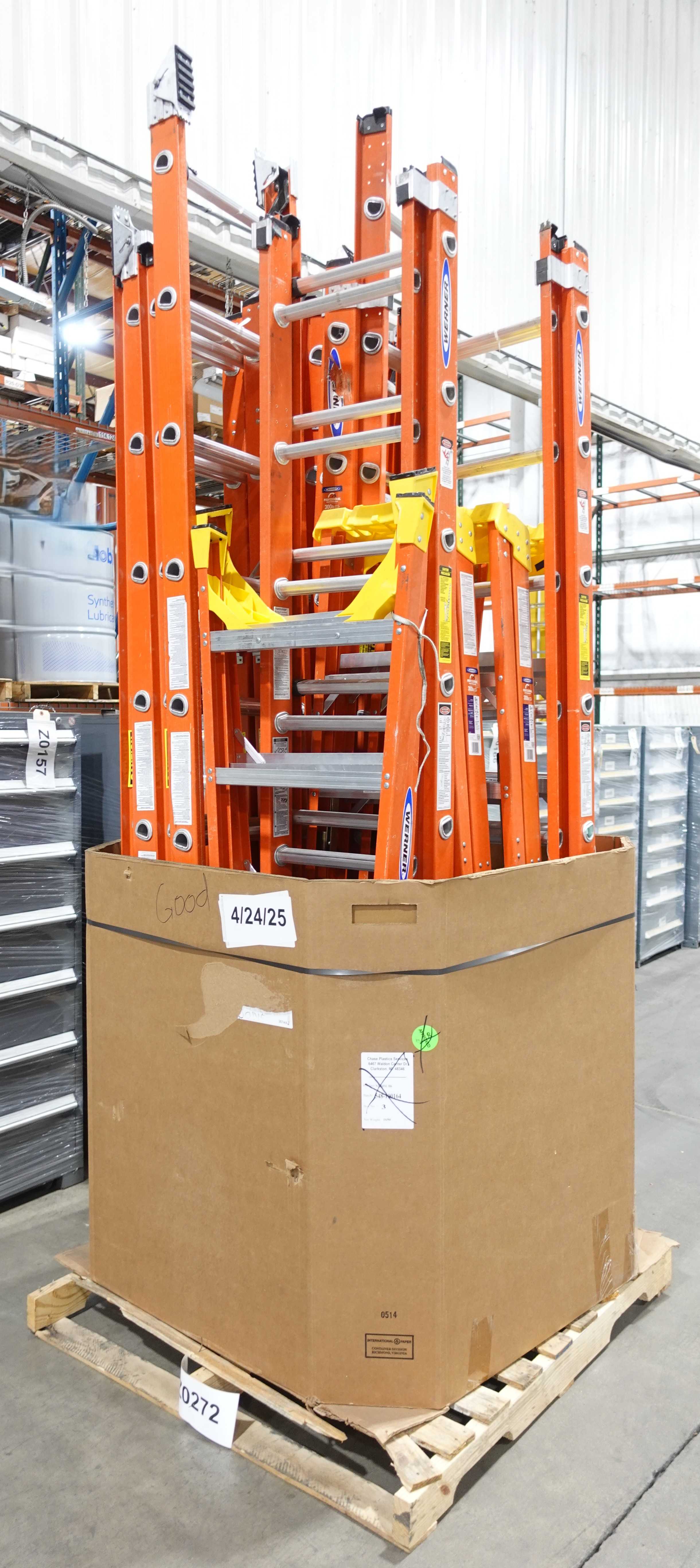 BULK QTY OF WERNER EXTENSION AND STEP LADDERS - LADDERS