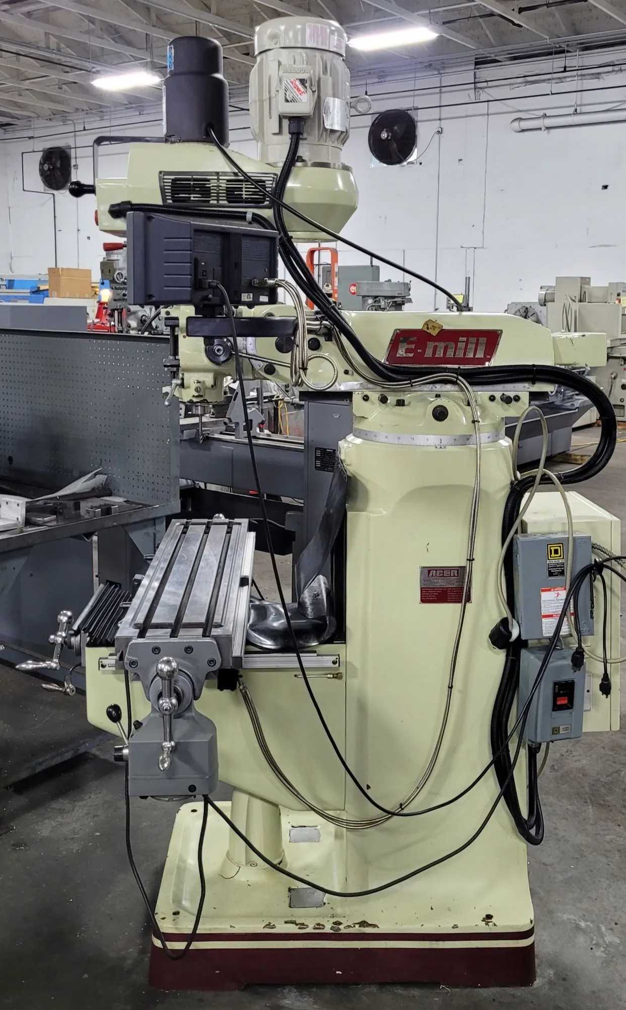 2001 ACER E-MILL EVS-3VS VERTICAL MILLING MACHINE, 3 HP, 9" X 42" TABLE, ACURITE 2-AXIS DRO - VERTICAL MILLING MACHINES