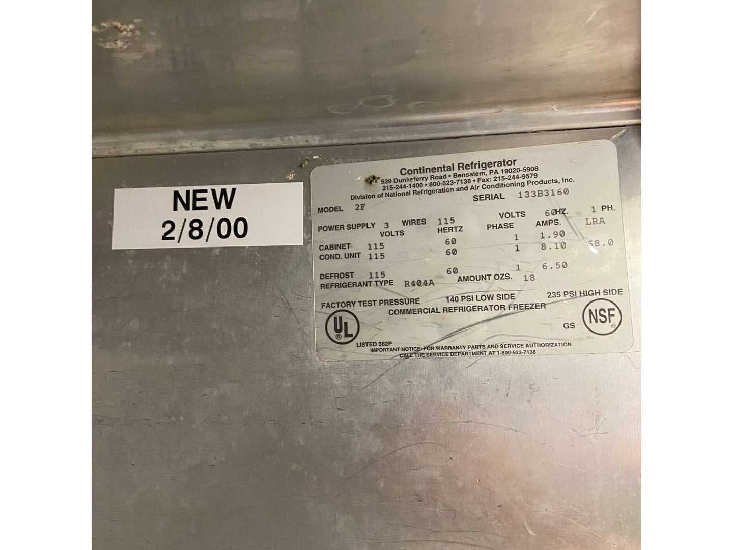 CONTINENTAL 2F REFRIGERATOR - REFRIGERATORS