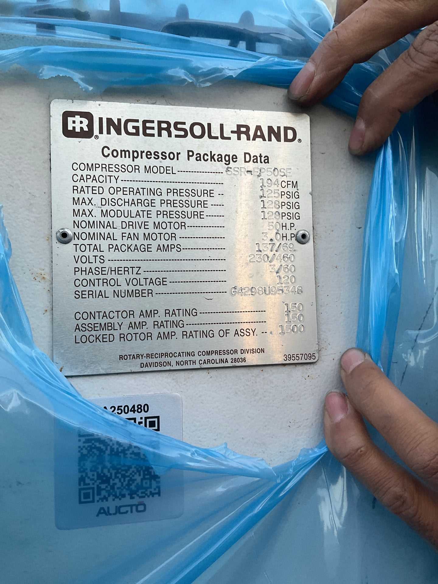 INGERSOLL RAND SSR-EP50SE AIR COMPRESSOR - STATIONARY AIR COMPRESSOR