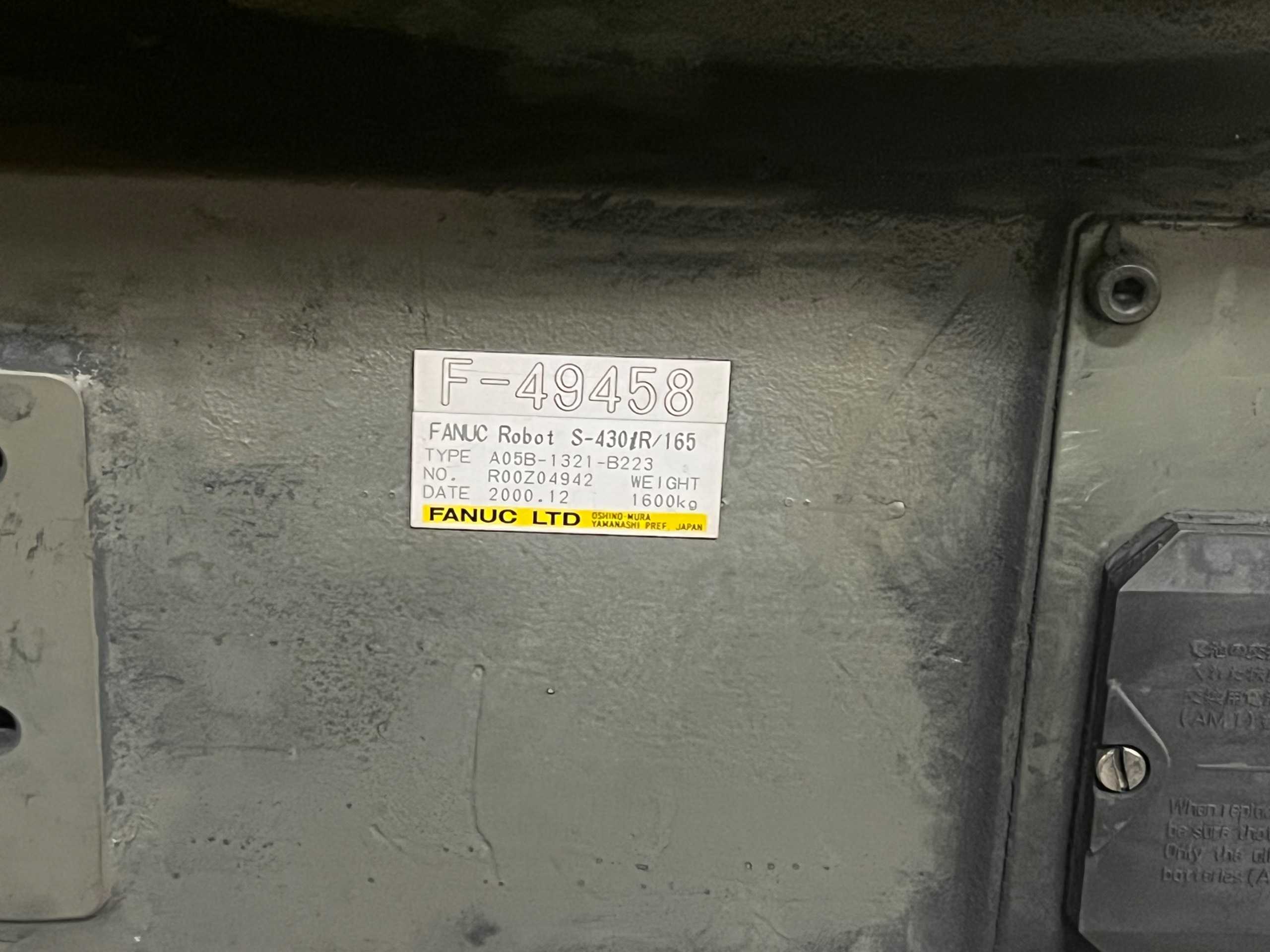 2000 FANUC S-430I R/165 ARTICULATED ROBOT - ARTICULATED ROBOTS