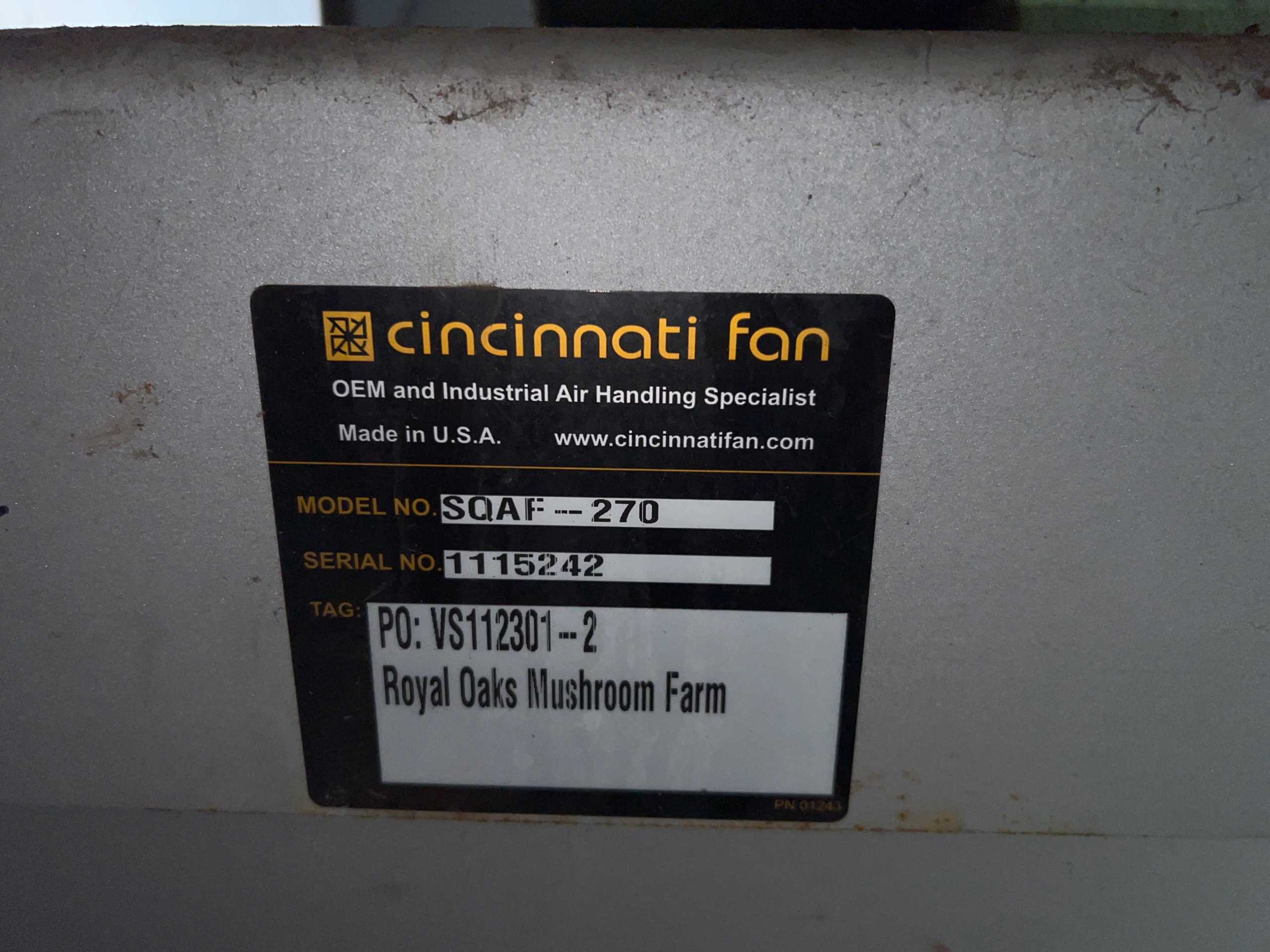 CINCINNATI FAN SQAF-270 EXHAUST FAN - EXHAUST FAN