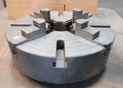 WHITON 15-1/2" - 4 JAW LATHE CHUCK, 15-1/2" OVERALL DIAMETER, 4" CENTER HOLE ID - MACHINE TOOLING