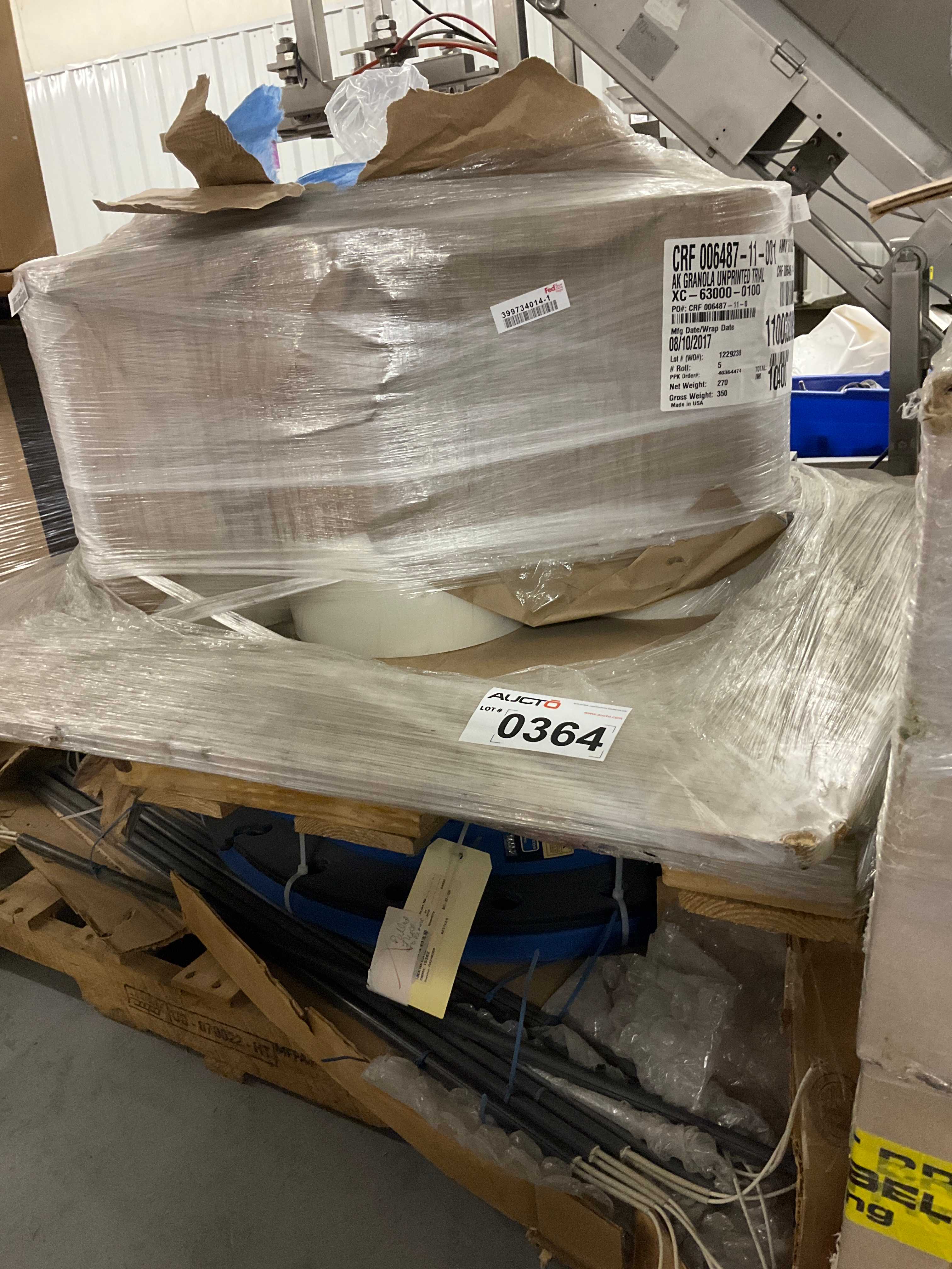 Pallet of Printpack Inc. Test Film, Garlock 208 U Rubber Expansion Joint and Assorted Wiring - POWER TRANSMISSION
