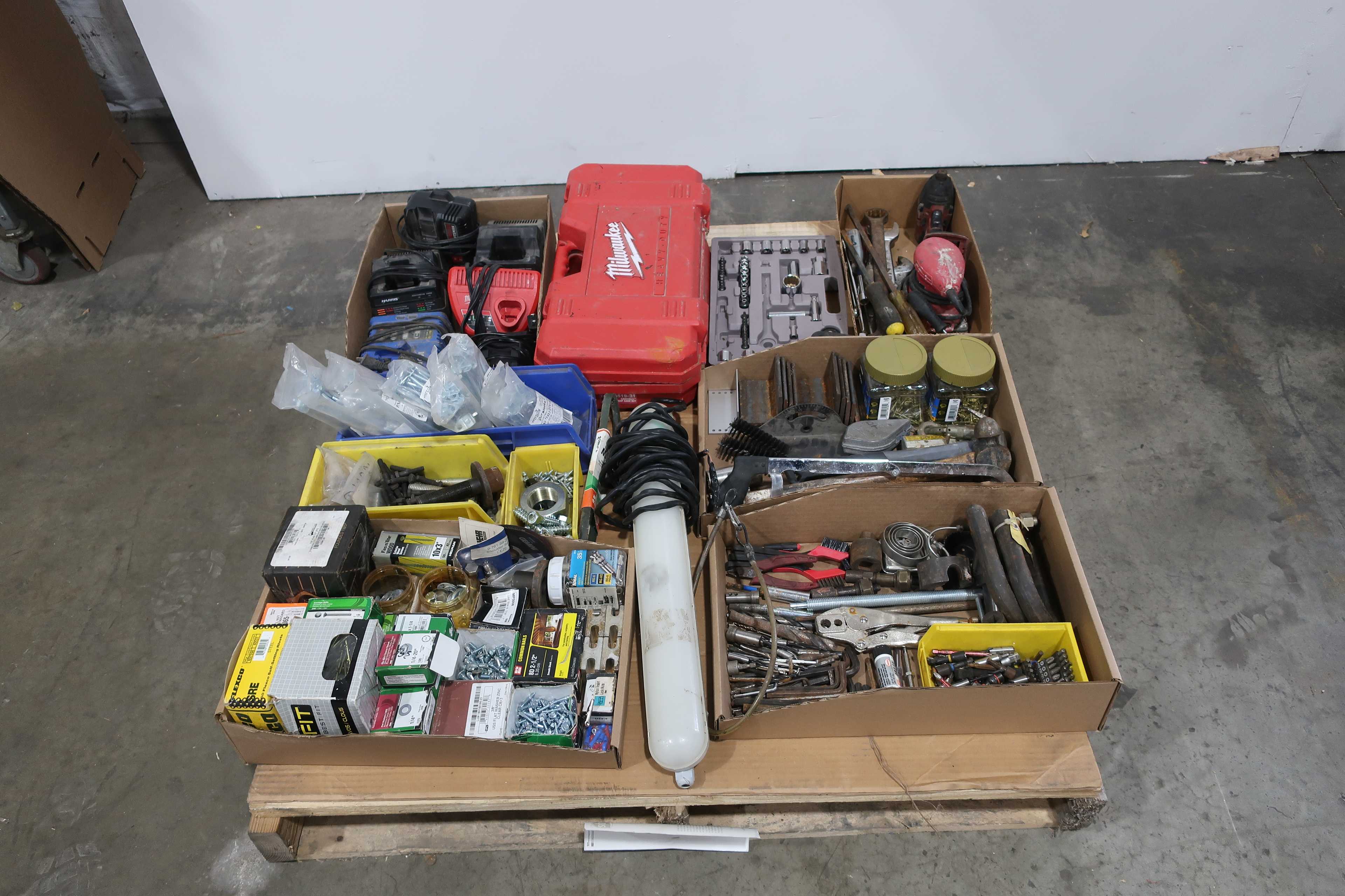 PALLET OF ASSORTED TOOLS AND SHOP SUPPLIES - TOOLS