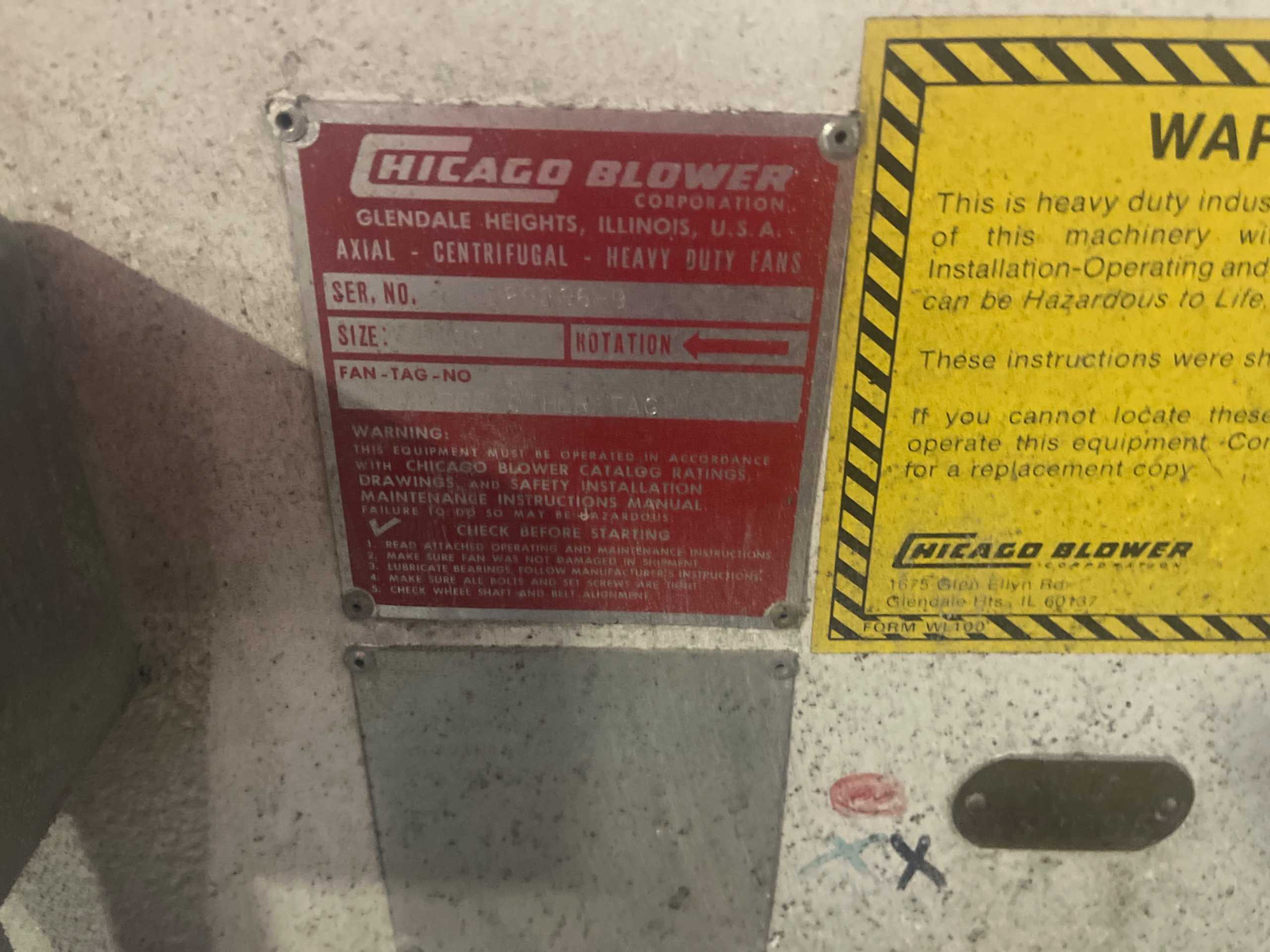 CHICAGO BLOWER CORPORATION SIZE 20 CENTRIFUGAL BLOWER - CENTRIFUGAL BLOWER