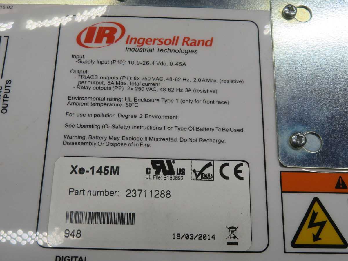 INGERSOLL RAND XE-145M 23711288 CONTROLLER, 10.9-26.4VDC INPUT, 250VAC OUTPUT, 48-62HZ FREQUENCY - OPERATOR INTERFACE PANELS
