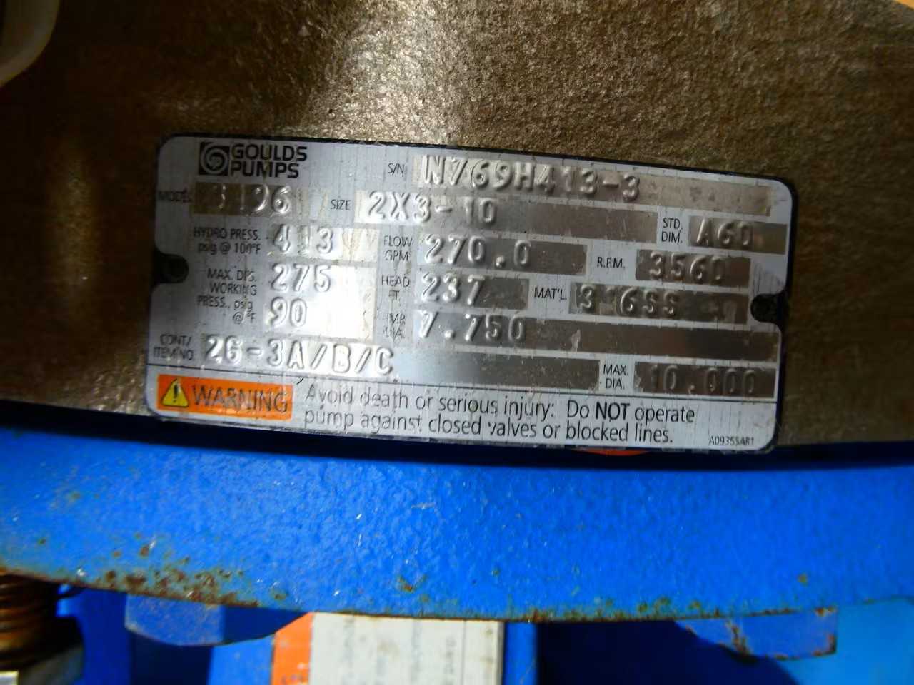 SKU 1761404 - GOULDS 3196 2X3-10 CENTRIFUGAL PUMP - CENTRIFUGAL PUMP