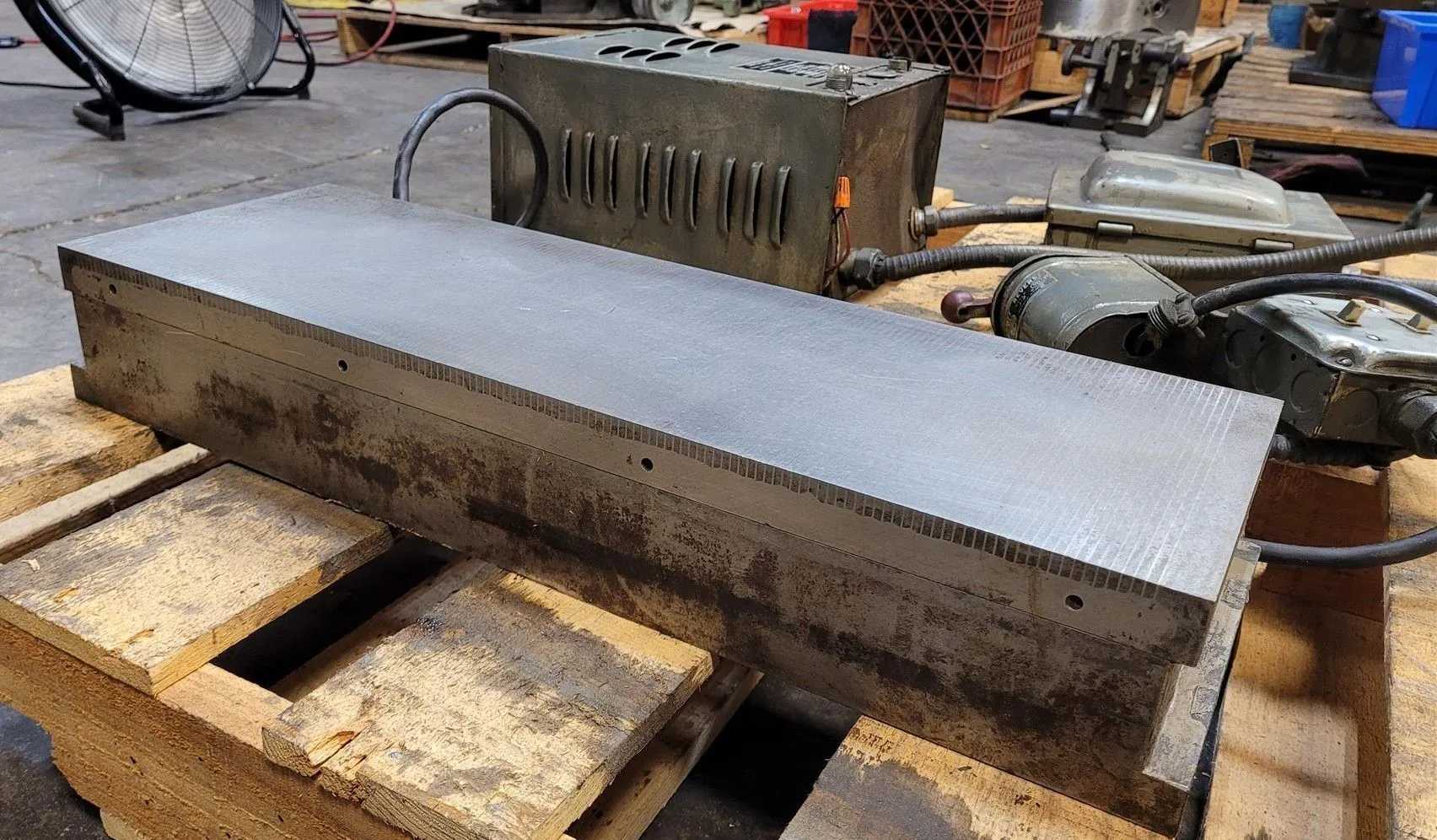 MAGNA-LOCK FINE POLE MAGNETIC CHUCK, 24-3/4 X 8-1/4 X 4, INTEGRATED RECTIFIER & CONTROLLER - MACHINING TOOLING & PARTS