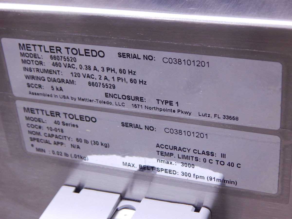 METTLER TOLEDO ICS469D LB60 66075520 BELT CONVEYORS, IP65 PROTECTION, 460V 3PH POWER - CONVEYOR CHECK WEIGHER