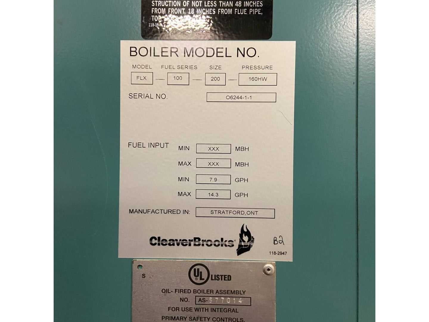 CLEAVER BROOKS FLX-100-200-160HZ BOILER - BOILERS