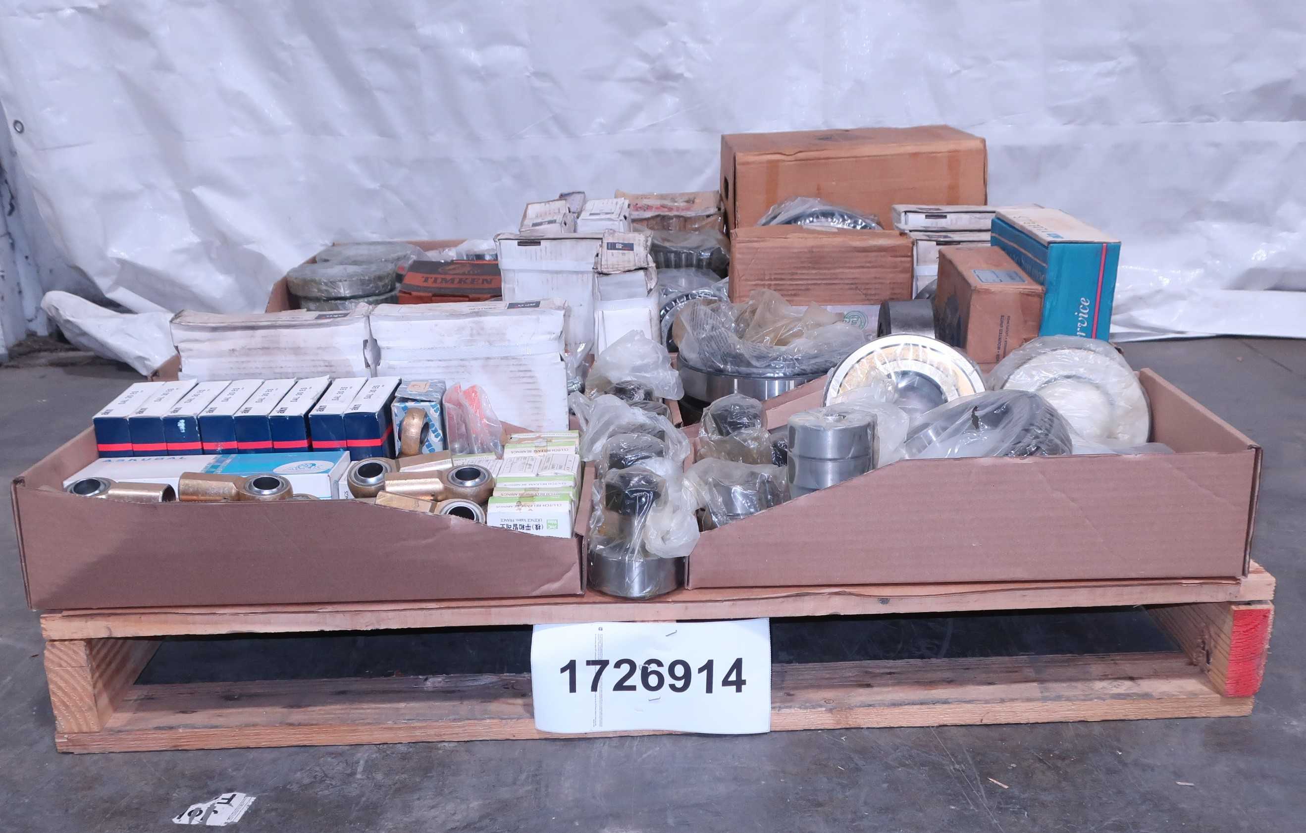 SKU 1726914 - PALLET OF ASSORTED BEARINGS,  TIMKEN, AKN, CBF, NTN, NSK, NACHI, NKE, FAG, SKL, KOYO