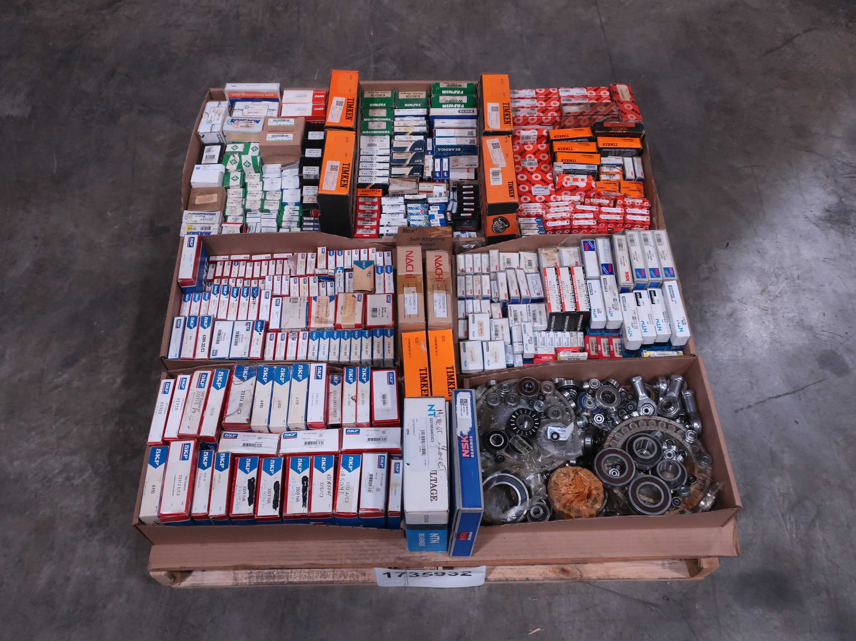 SKU 1735932 - PALLET OF ASSORTED BEARINGS, TIMKEN, INA, SKF - BEARINGS