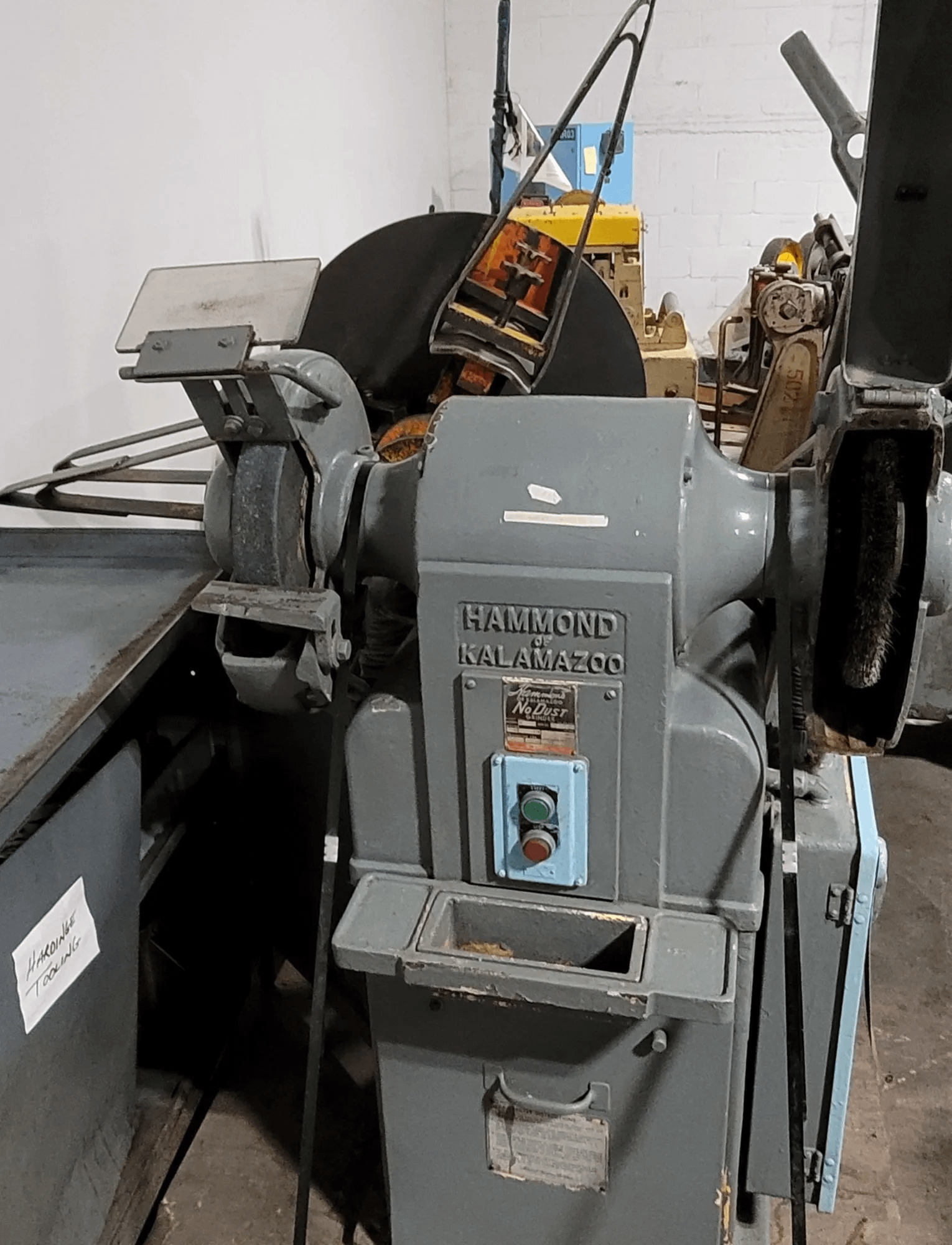 1966 HAMMOND 12A PEDESTAL GRINDER, 2 HP, 1750 RPM, 12" WHEELS, 220-440V, 3PH, DUST COLLECTION - GRINDING MACHINES