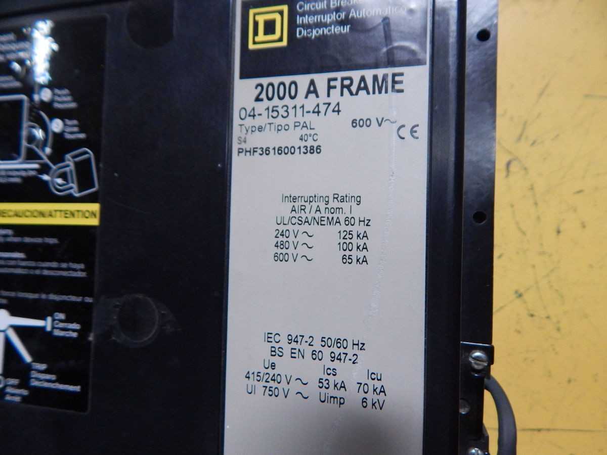 SQUARE D 04-15311-474 CIRCUIT BREAKER, 3-POLE, 1600 A, 600 VAC, 42 KAIC IC, I-LINE - CIRCUIT BREAKERS
