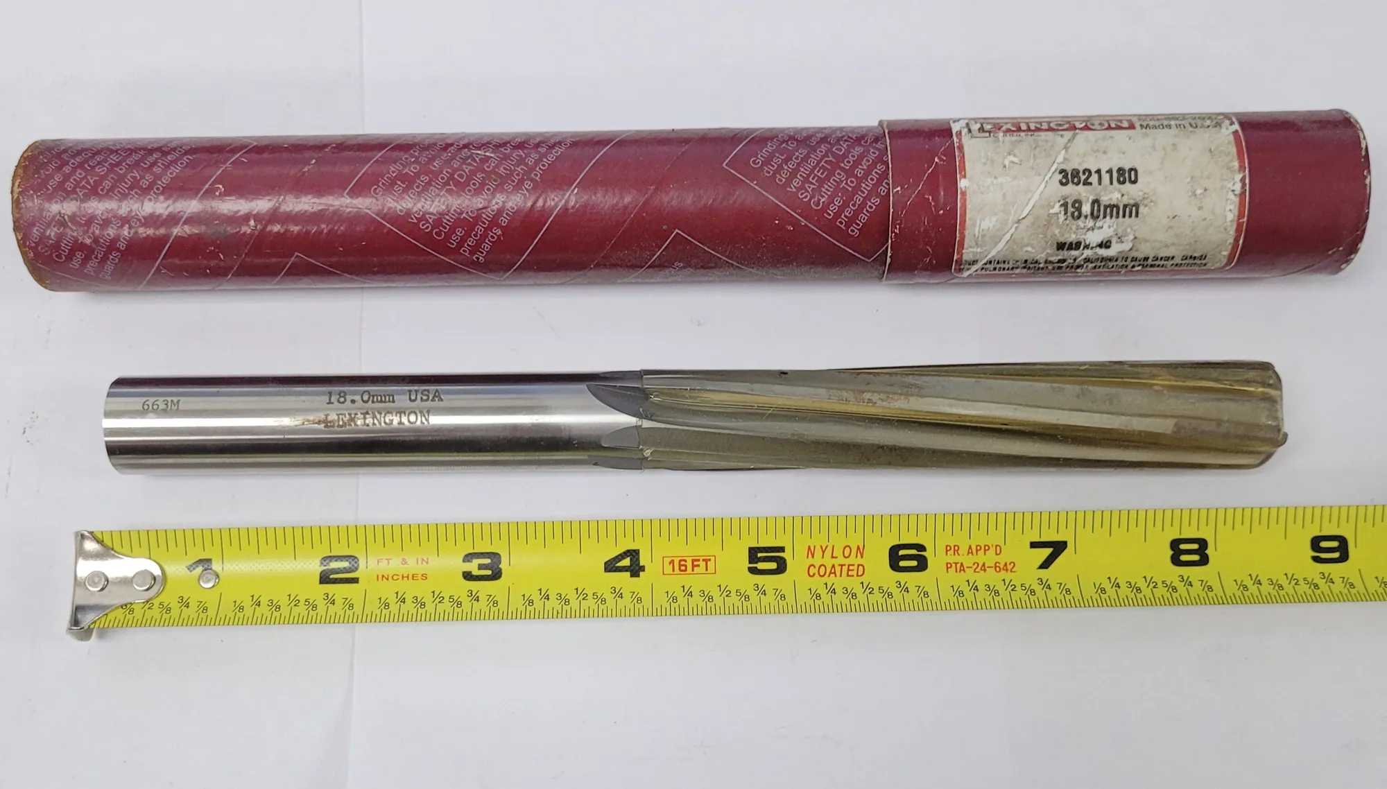 LEXINGTON 3621180 REAMER 18.0MM, 8-1/4” OAL, 23/32" SHANK DIAMETER - MACHINE TOOLING