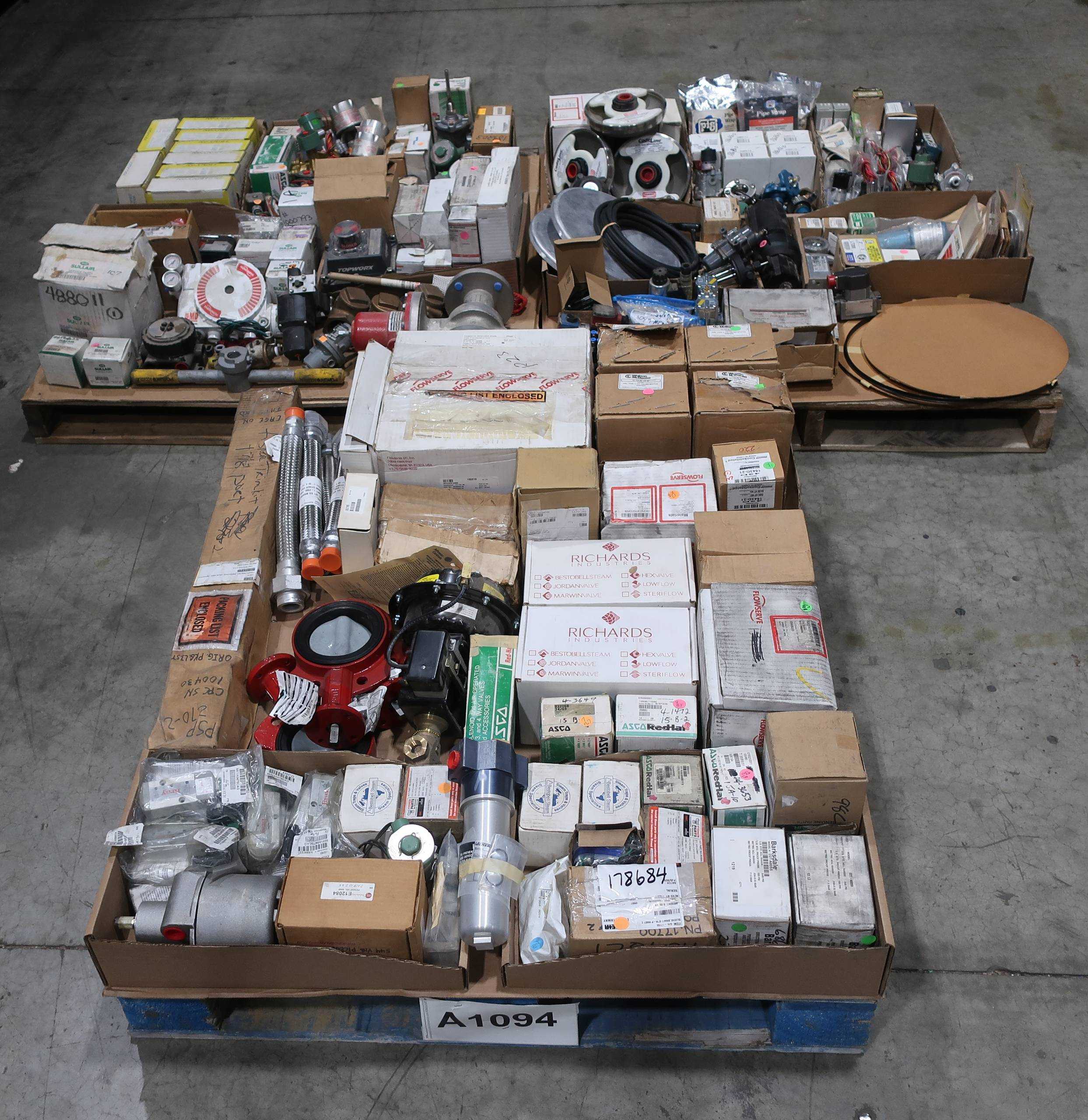 3 PALLETS OF ASSORTED VALVES AND VALVE PARTS - VALVE PARTS & ACCESSORIES