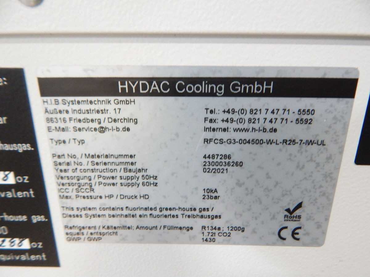 H.I.B. SYSTEMTECHNIK RFCS-G3-004500-W-L-R25-7-IW-UL CHILLERS, 4.5 KW COOLING - CHILLERS